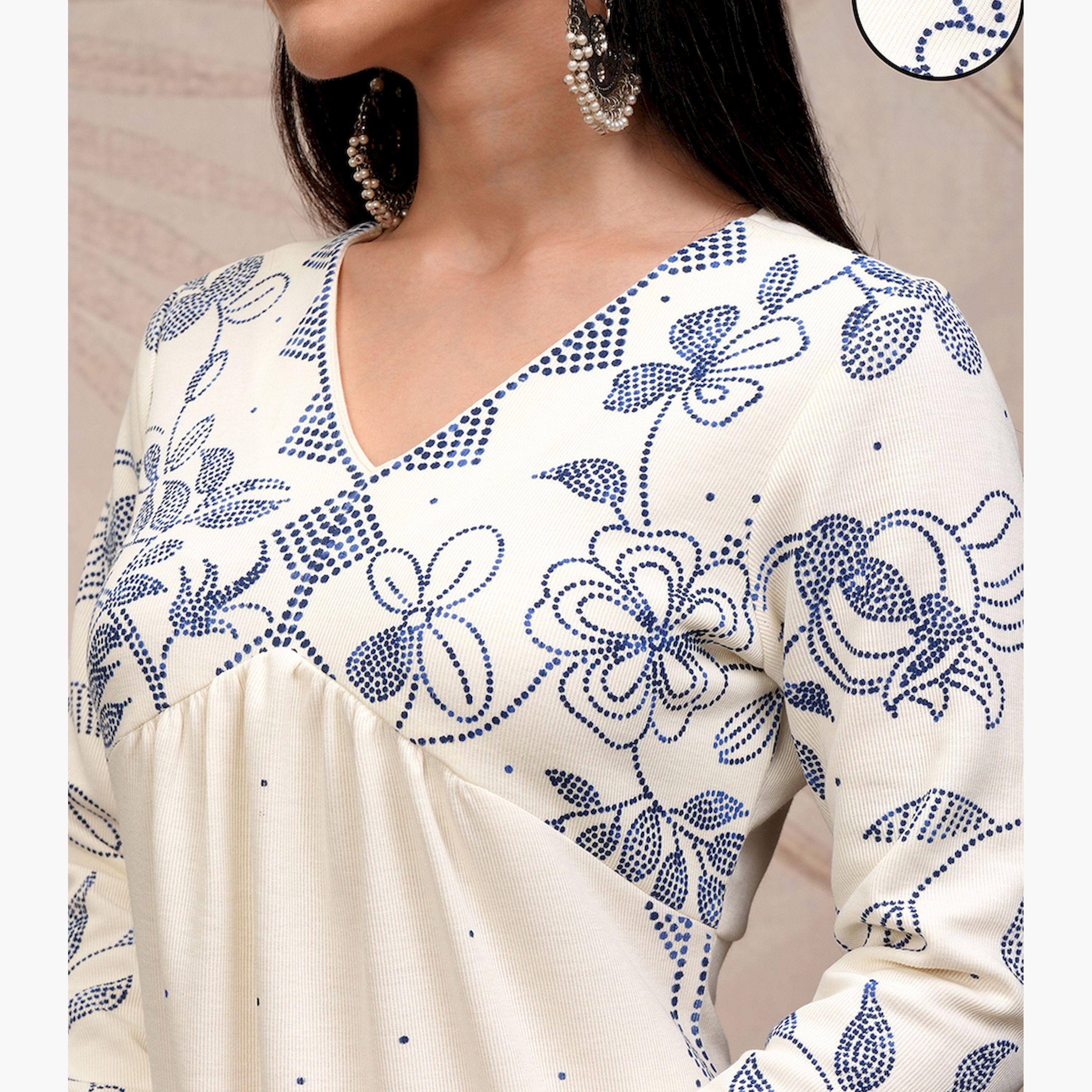 فيشود × ستايلي - كورتا مستقيمة بطبعة زهور مع بنطال-women-clothing-ethnicwear-kurtasets-image-5