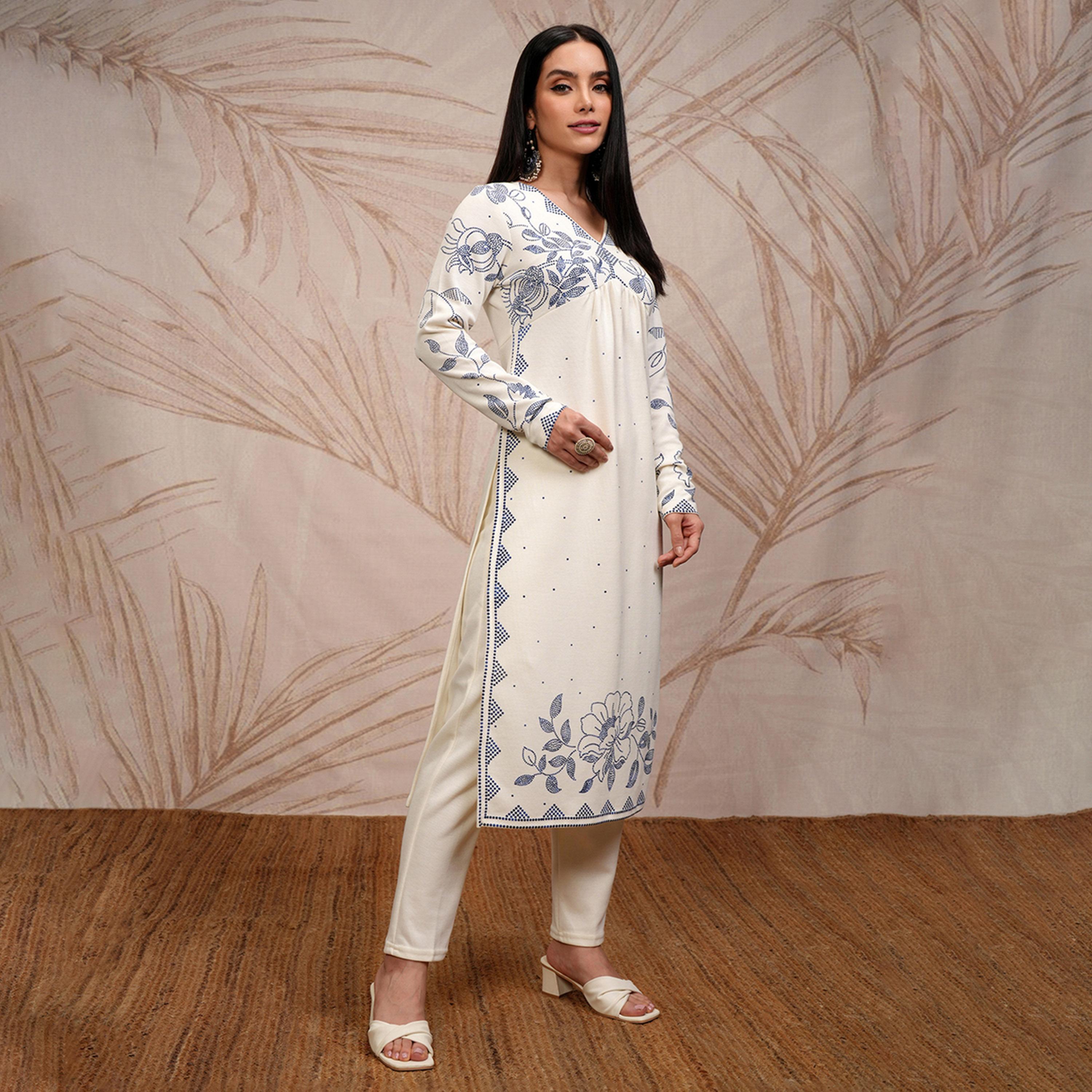 Vishudh X Styli Floral Printed Straight Kurta With Trouser-women-clothing-ethnicwear-kurtasets-image-6