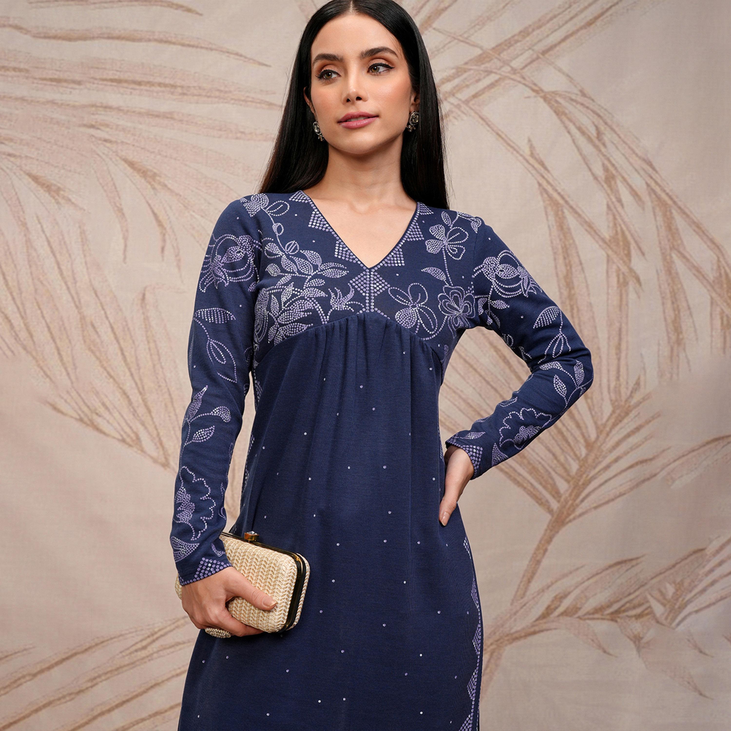فيشود × ستايلي - كورتا مستقيمة بطبعة زهور مع بنطال-women-clothing-ethnicwear-kurtasets-image-2