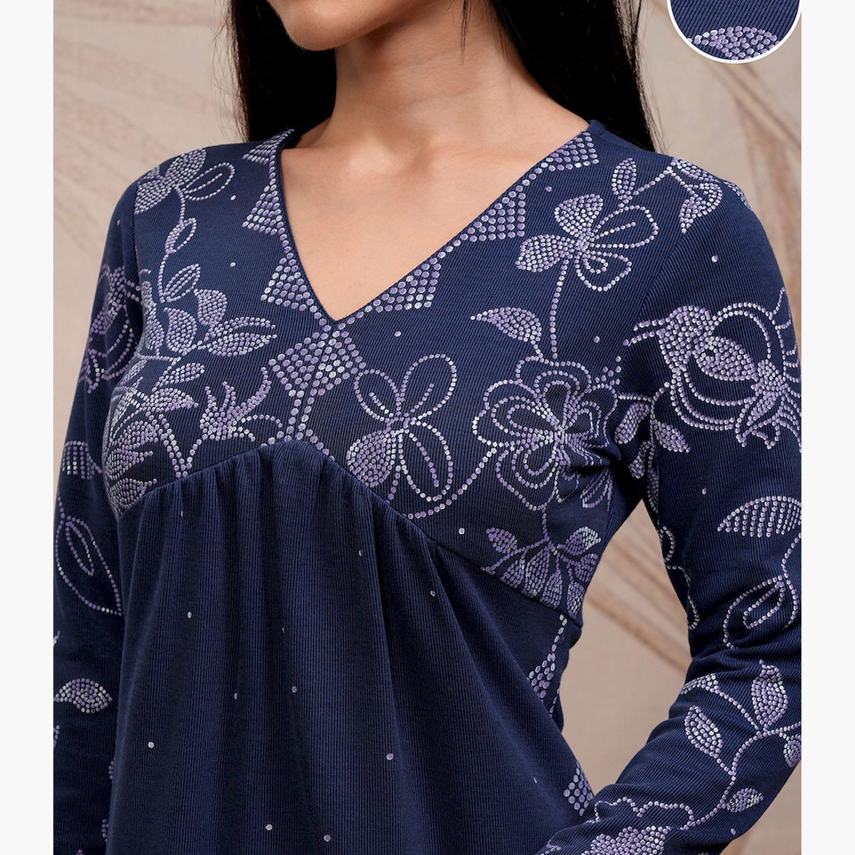 فيشود × ستايلي - كورتا مستقيمة بطبعة زهور مع بنطال-women-clothing-ethnicwear-kurtasets-image-5