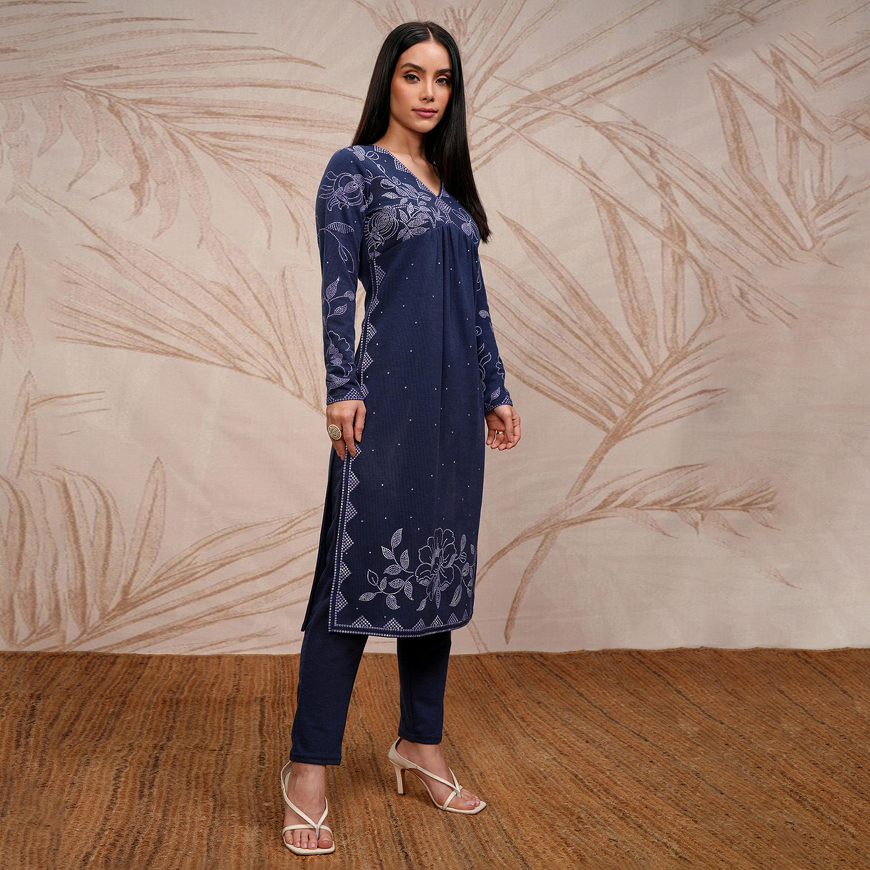 فيشود × ستايلي - كورتا مستقيمة بطبعة زهور مع بنطال-women-clothing-ethnicwear-kurtasets-image-6