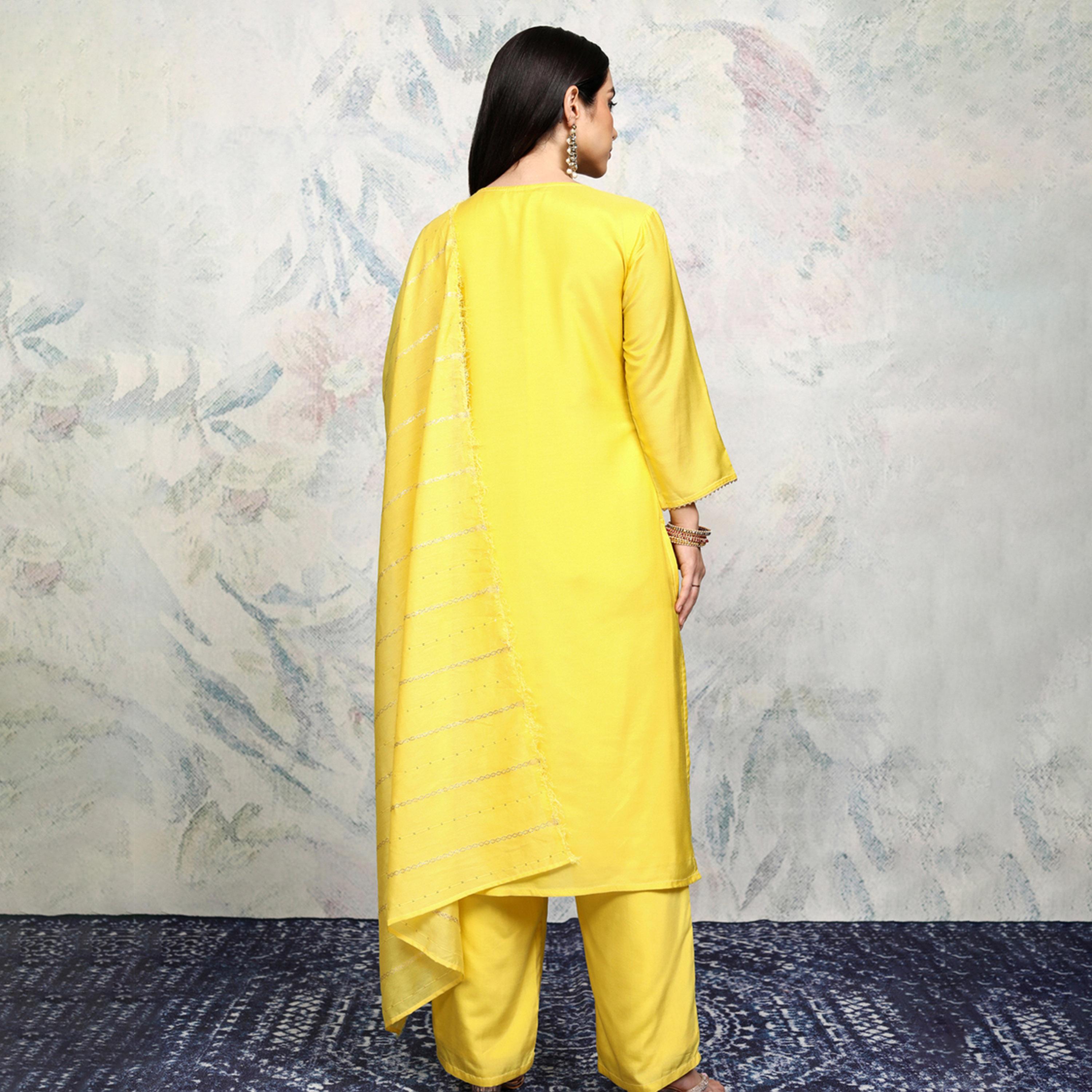 فيشود × ستايلي - كورتا نسائية بنقشات عرقية مع بنطال ووشاح-women-clothing-ethnicwear-sareesets-image-2