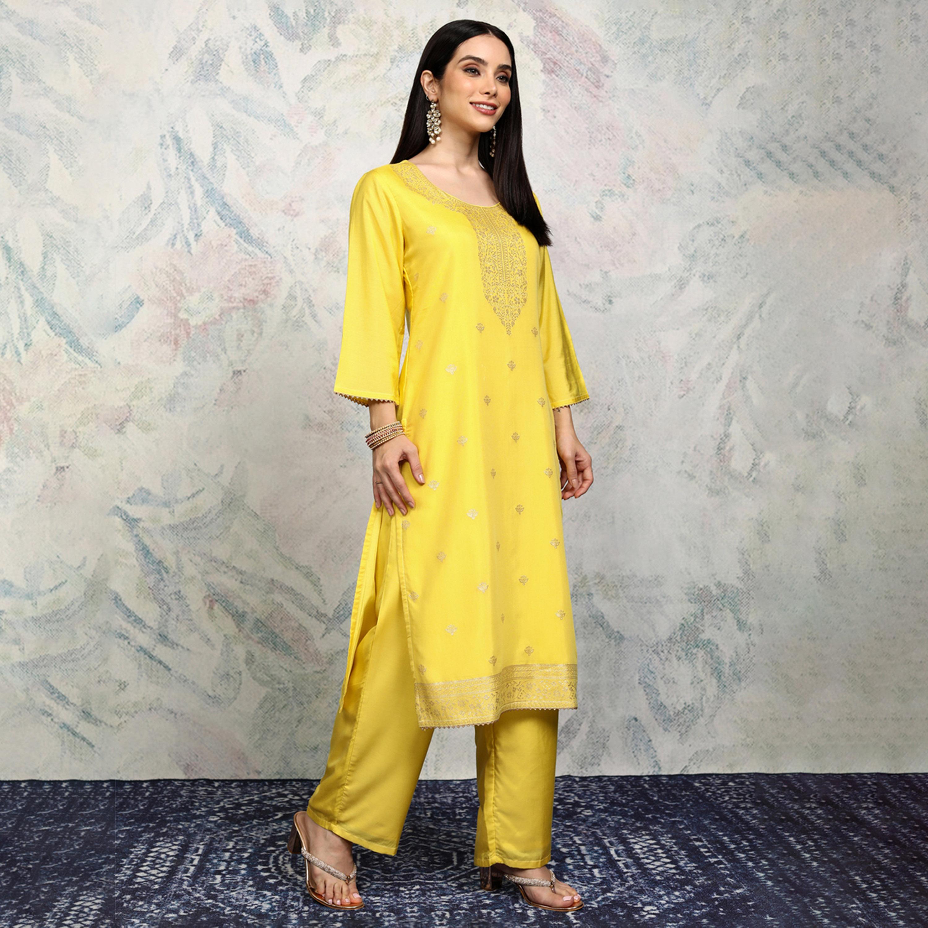 فيشود × ستايلي - كورتا نسائية بنقشات عرقية مع بنطال ووشاح-women-clothing-ethnicwear-sareesets-image-5