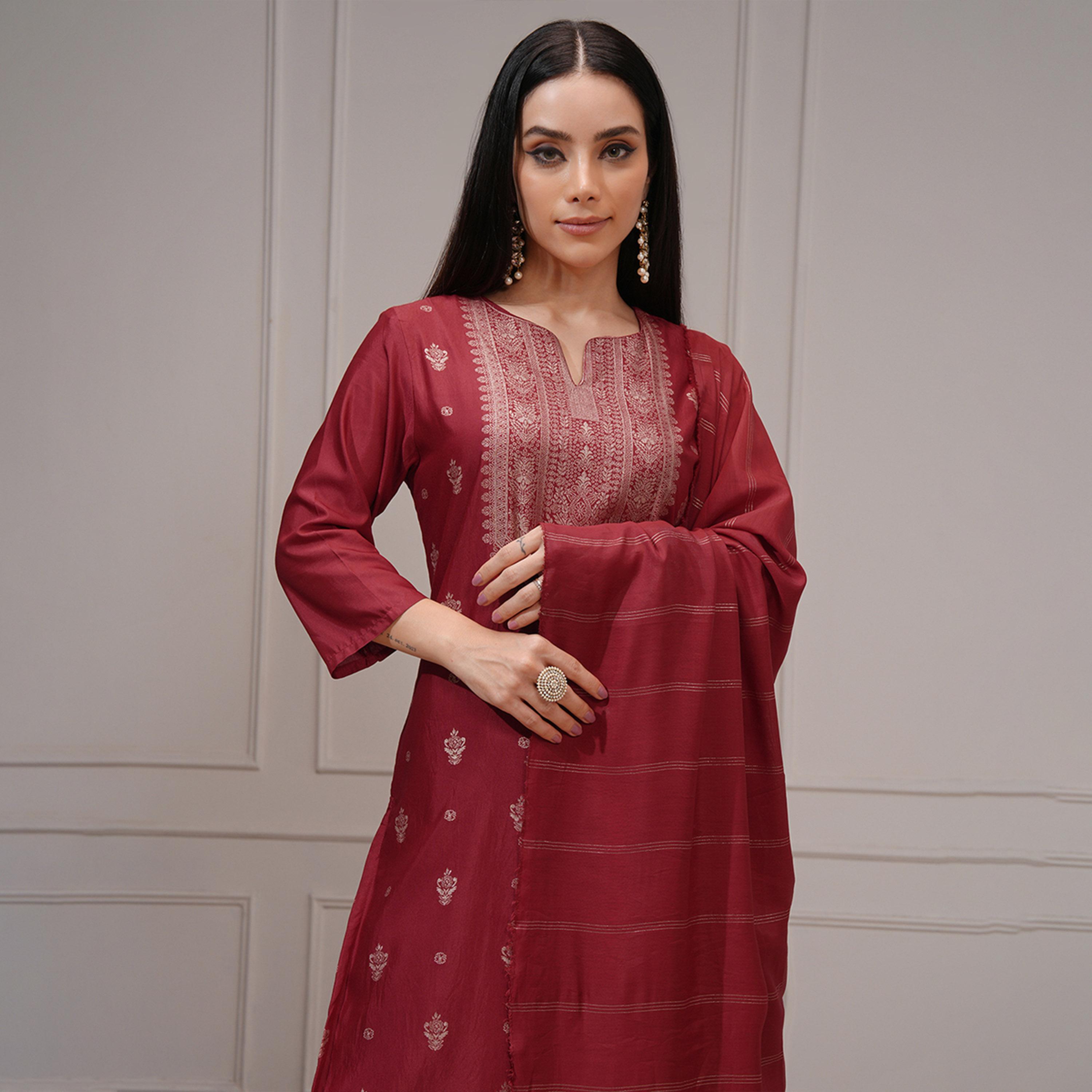 فيشود × ستايلي - كورتا نسائية عادية مورّدة مع بنطال ووشاح-women-clothing-ethnicwear-sareesets-image-2