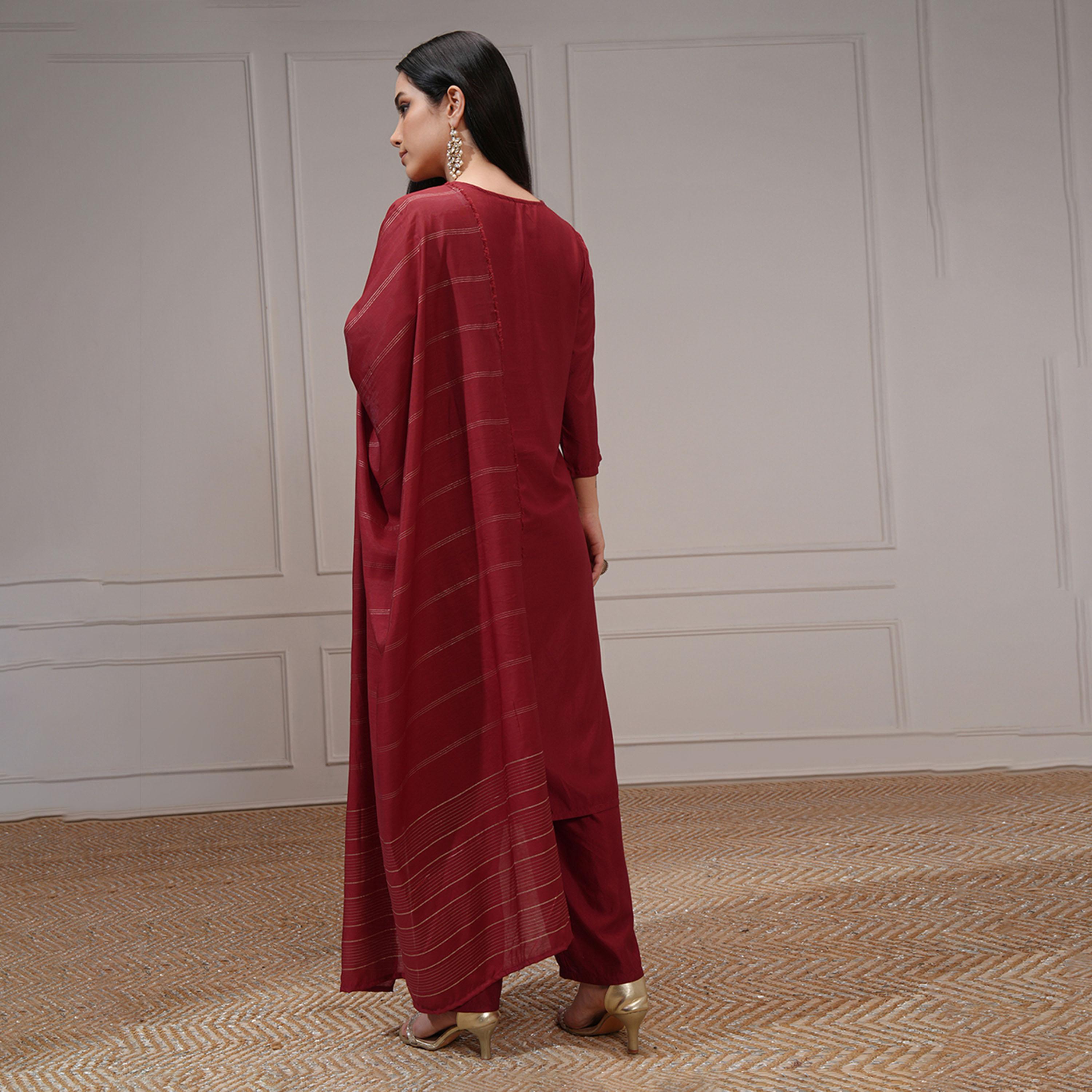 فيشود × ستايلي - كورتا نسائية عادية مورّدة مع بنطال ووشاح-women-clothing-ethnicwear-sareesets-image-3
