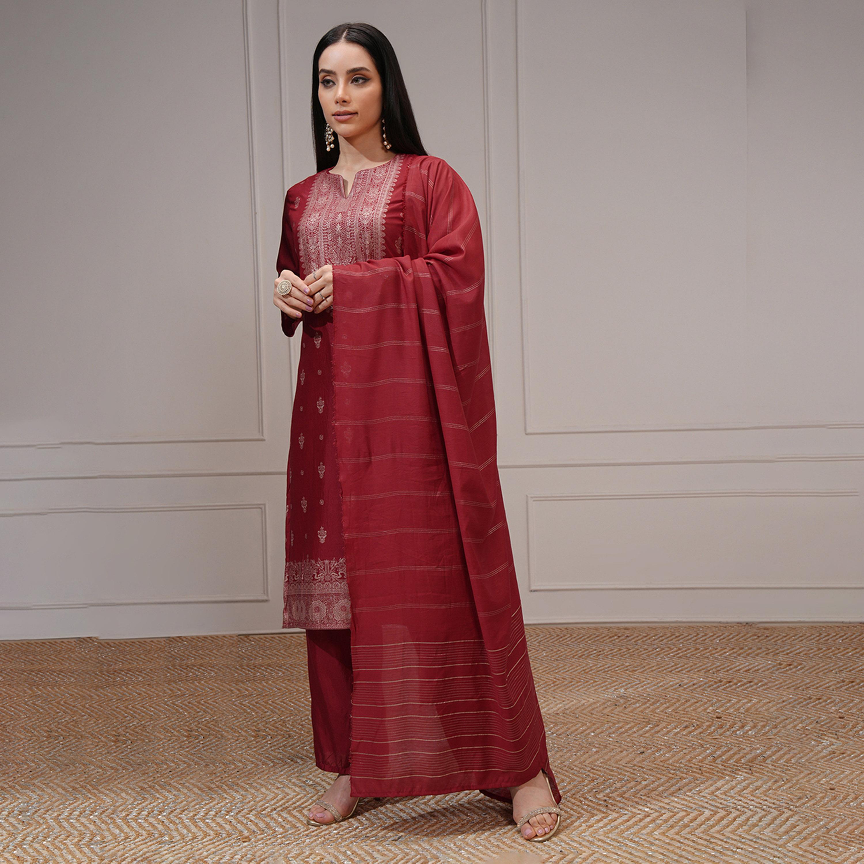 فيشود × ستايلي - كورتا نسائية عادية مورّدة مع بنطال ووشاح-women-clothing-ethnicwear-sareesets-image-4
