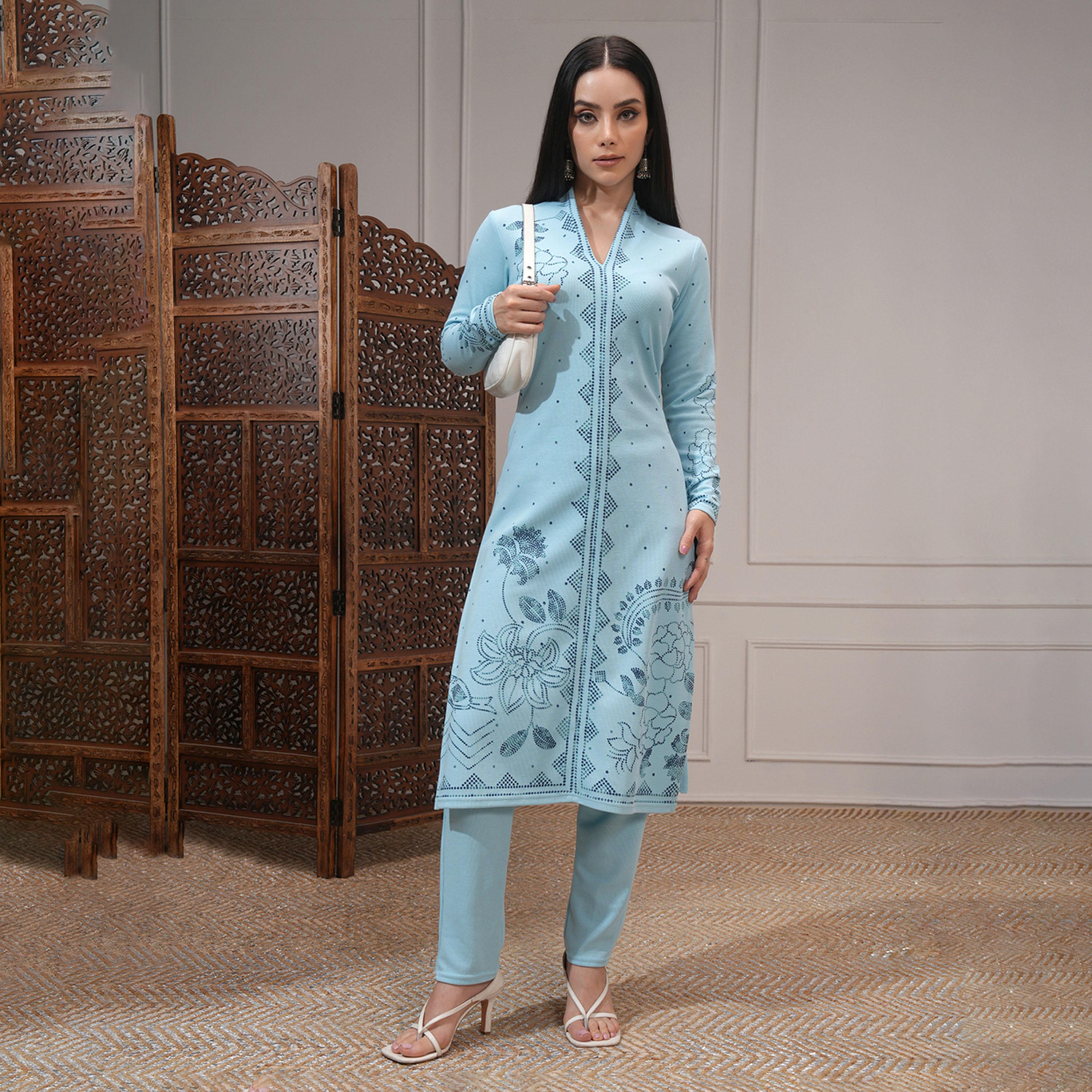 Vishudh X Styli Women Ethnic Motifs Printed Regular Kurta with Trousers-women-clothing-ethnicwear-kurtasets-image-1