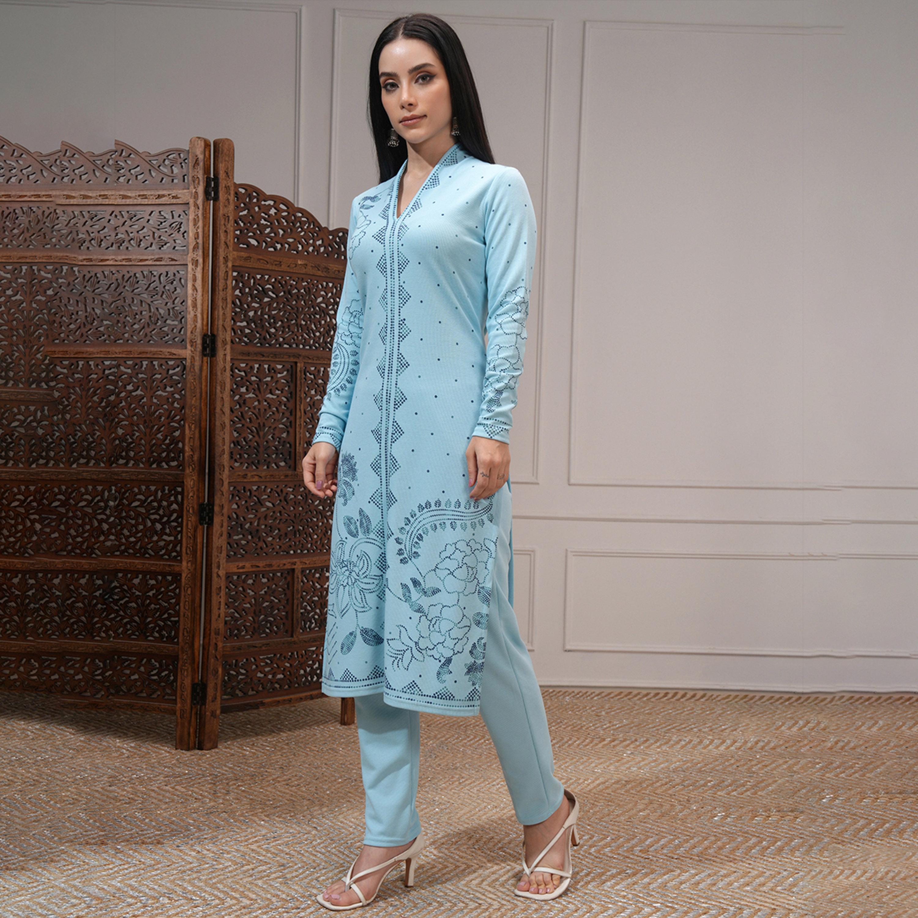 Vishudh X Styli Women Ethnic Motifs Printed Regular Kurta with Trousers-women-clothing-ethnicwear-kurtasets-image-2