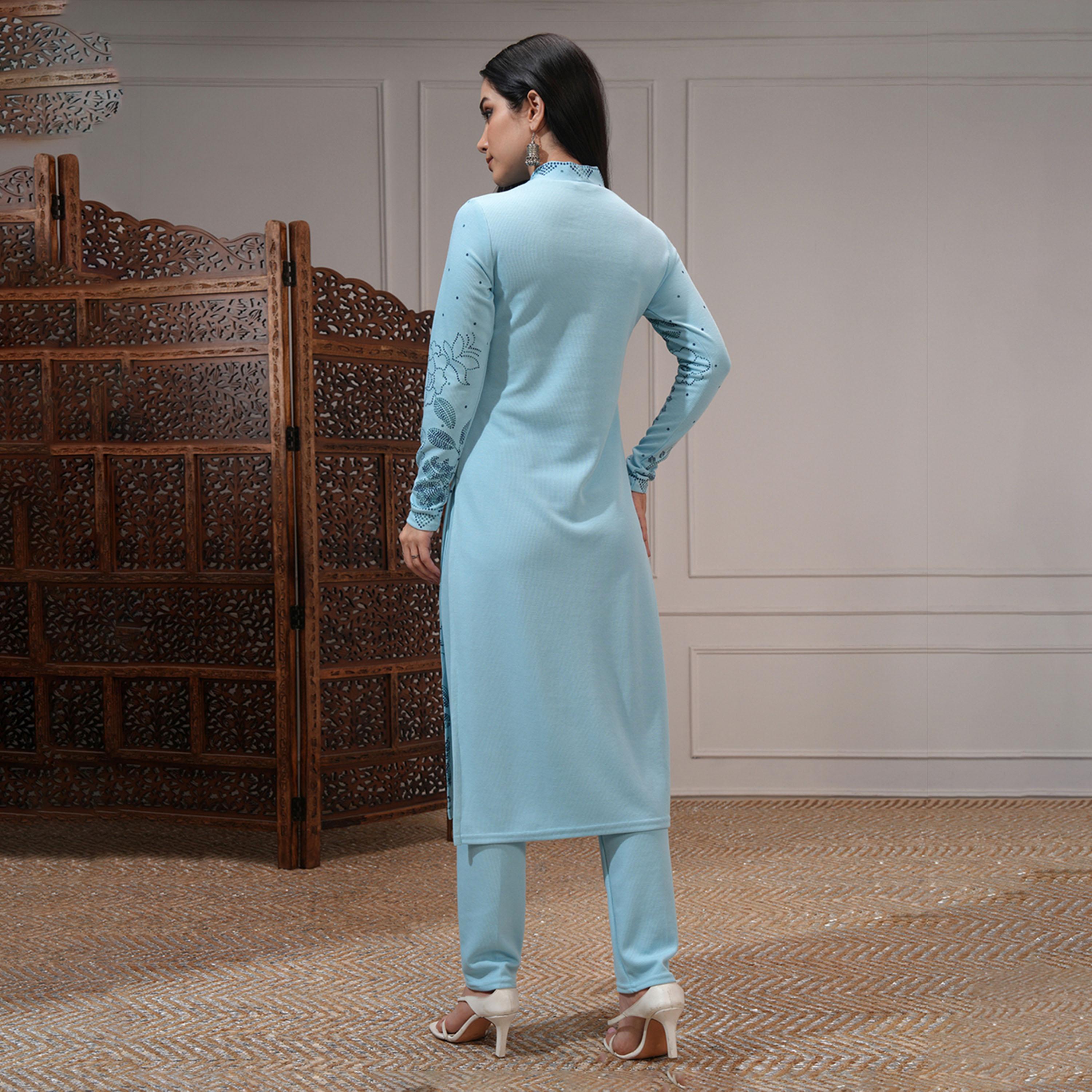 Vishudh X Styli Women Ethnic Motifs Printed Regular Kurta with Trousers-women-clothing-ethnicwear-kurtasets-image-3