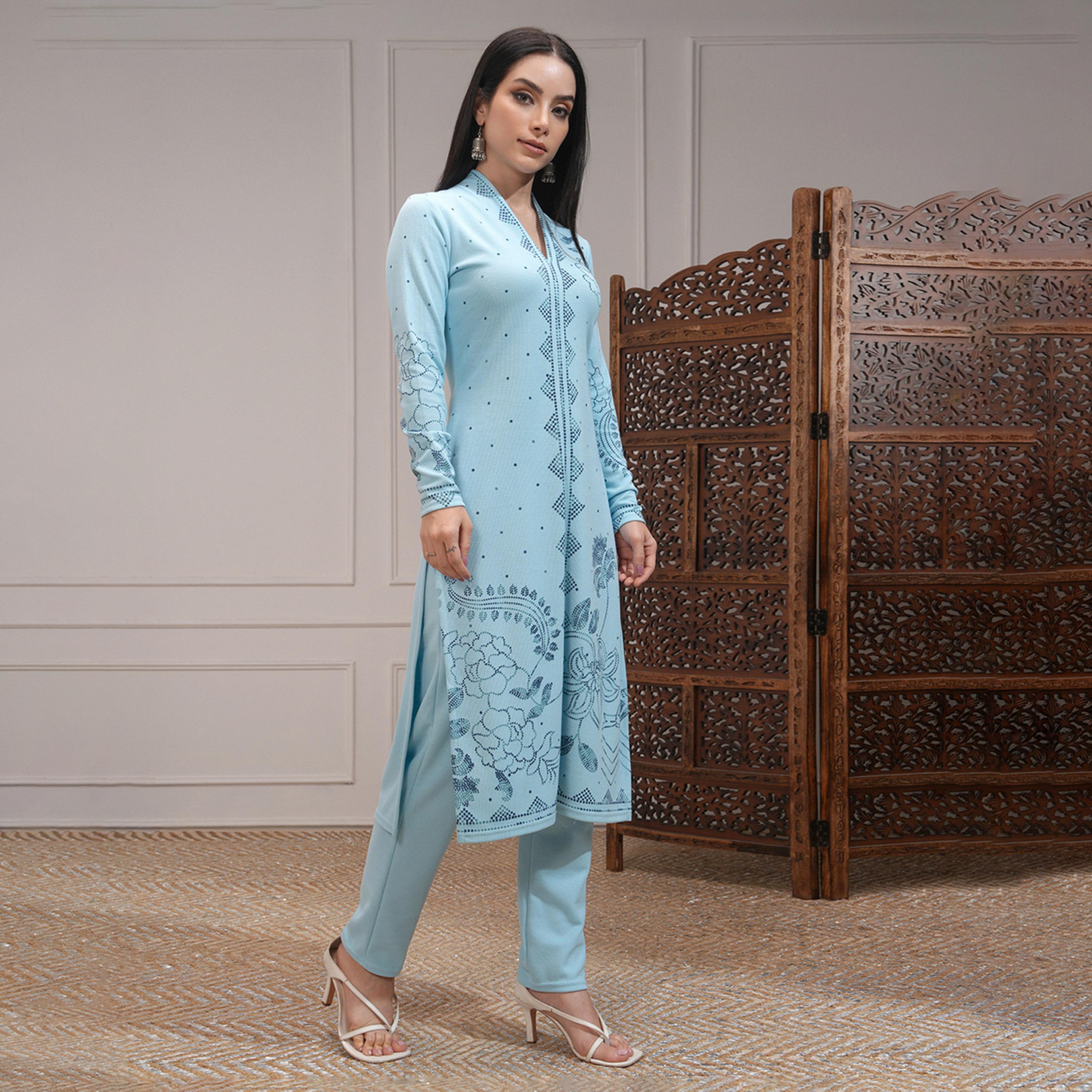Vishudh X Styli Women Ethnic Motifs Printed Regular Kurta with Trousers-women-clothing-ethnicwear-kurtasets-image-4