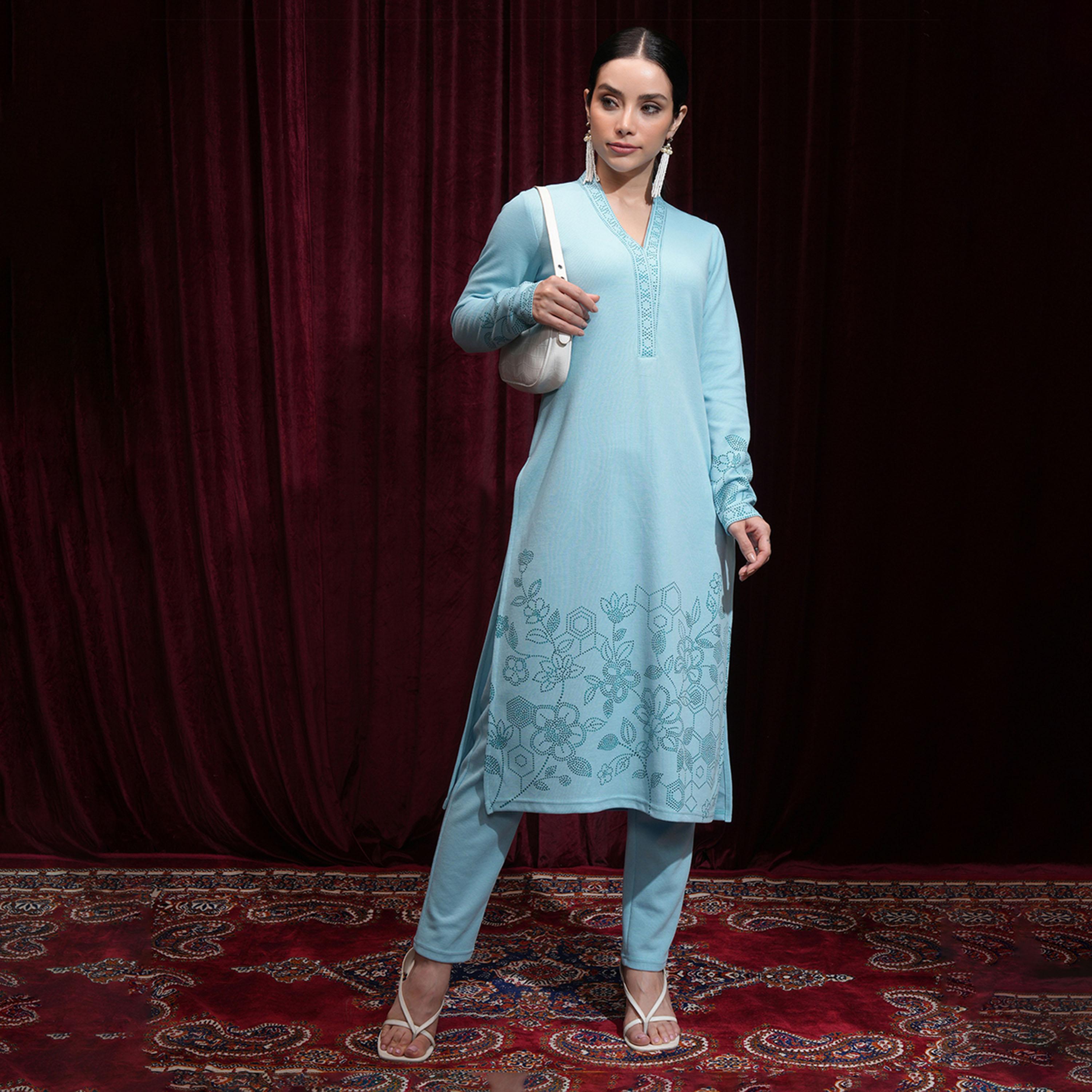 فيشود × ستايلي - كورتا نسائية عادية مطبوعة مع بنطال-women-clothing-ethnicwear-kurtasets-image-1