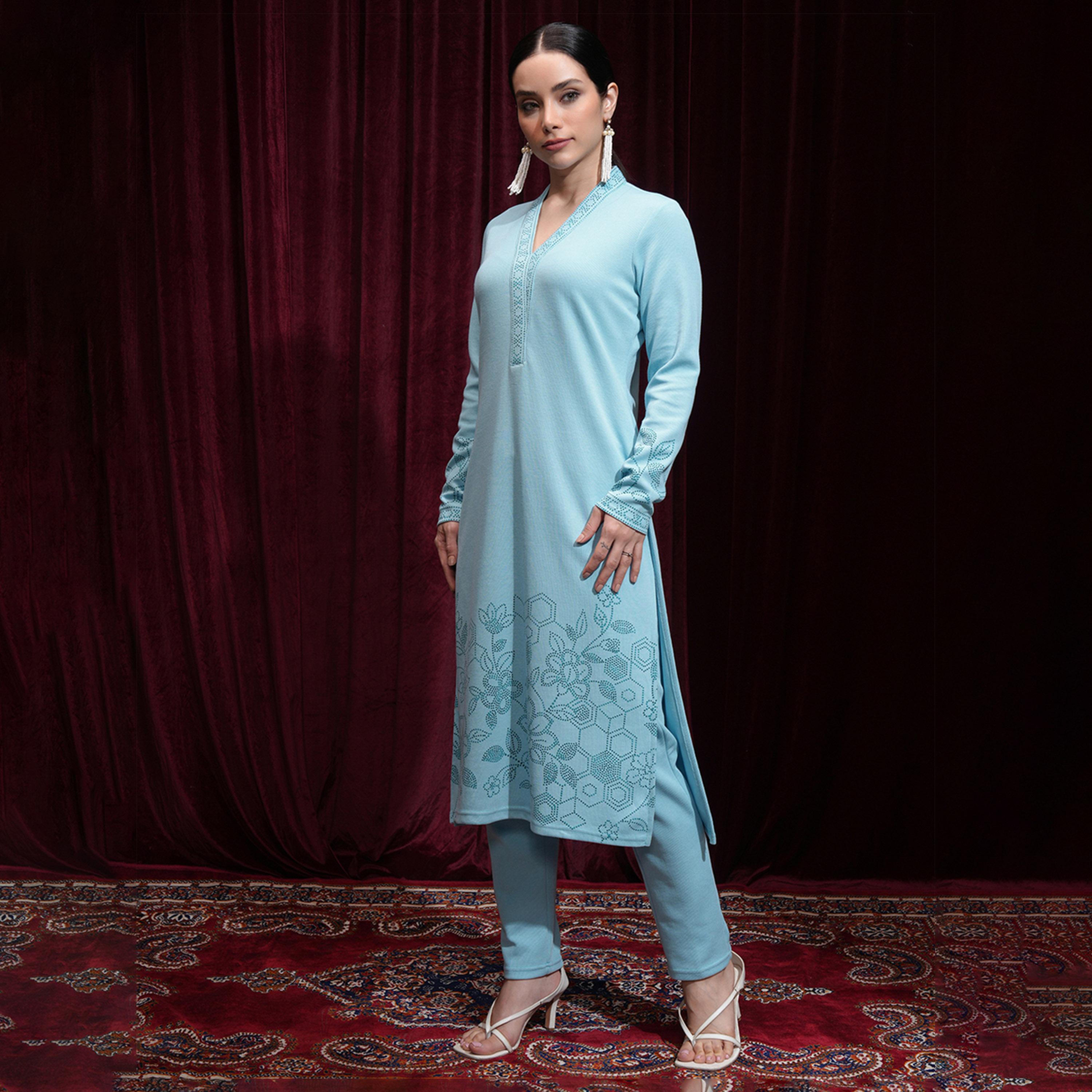 فيشود × ستايلي - كورتا نسائية عادية مطبوعة مع بنطال-women-clothing-ethnicwear-kurtasets-image-2