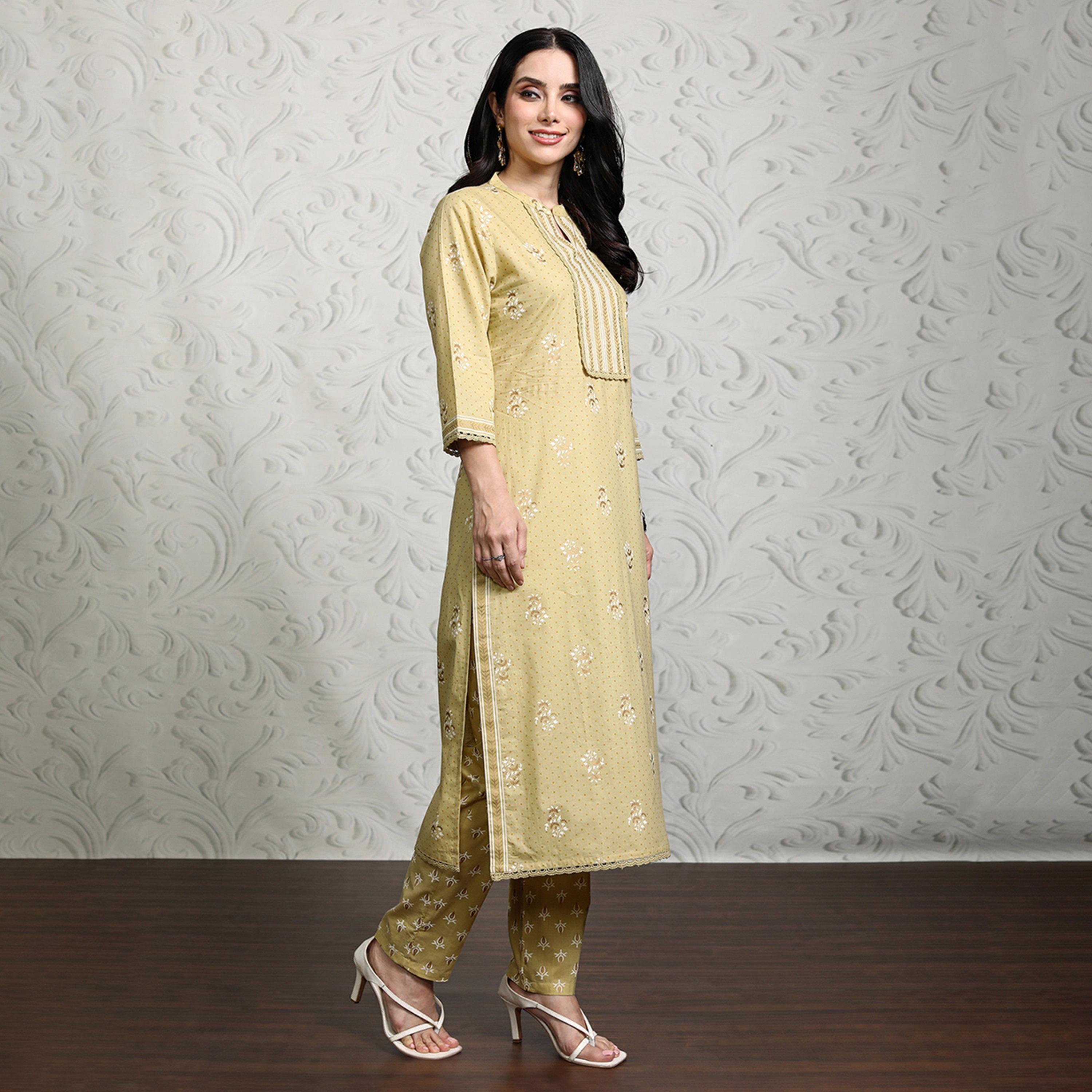 Vishudh X Styli Women Floral Printed Regular Pure Cotton Kurta with Trousers & Dupatta-women-clothing-ethnicwear-sareesets-image-4