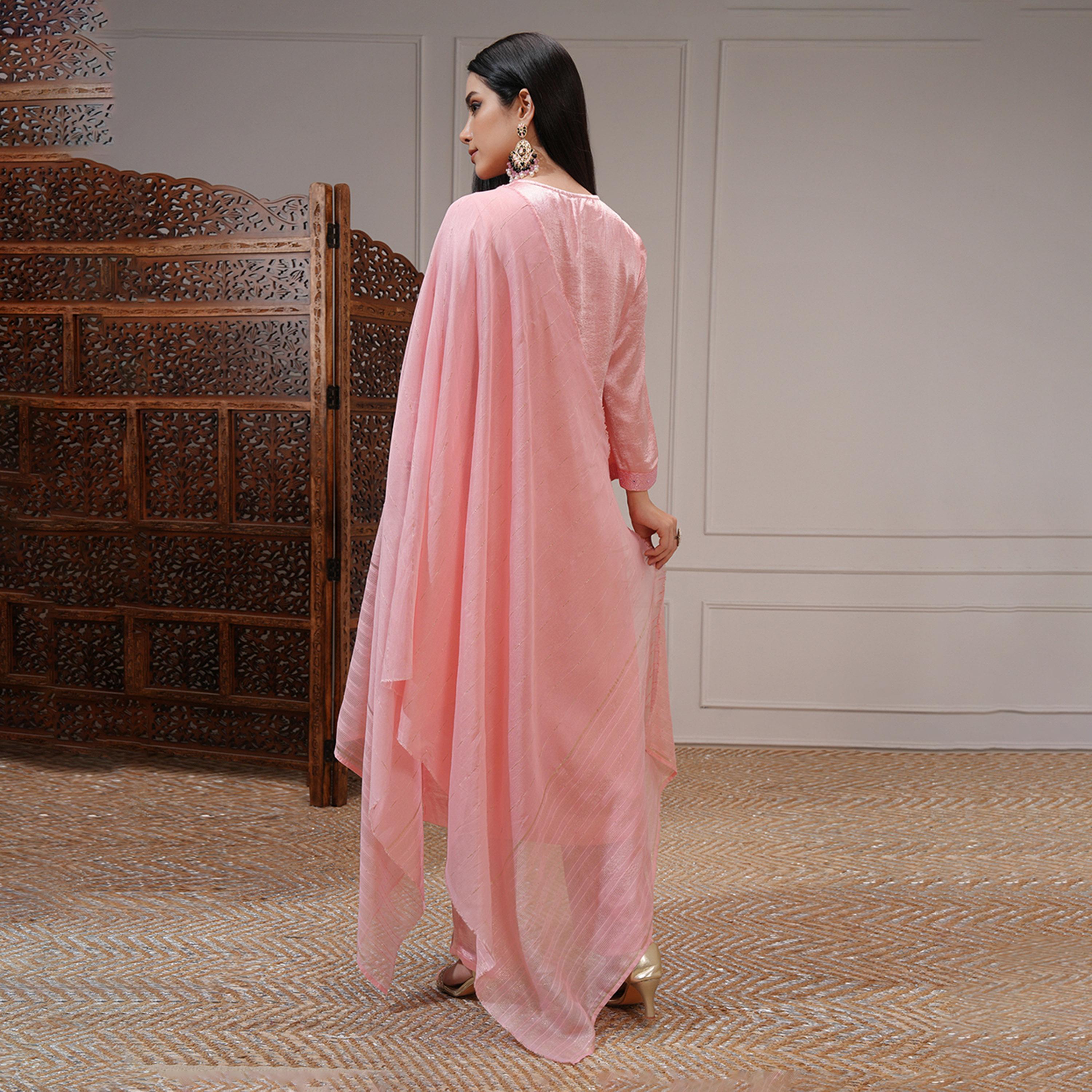 Vishudh X Styli Women Ethnic Motifs Embroidered Regular Mirror Work Kurta with Trousers & Dupatta-women-clothing-ethnicwear-sareesets-image-3