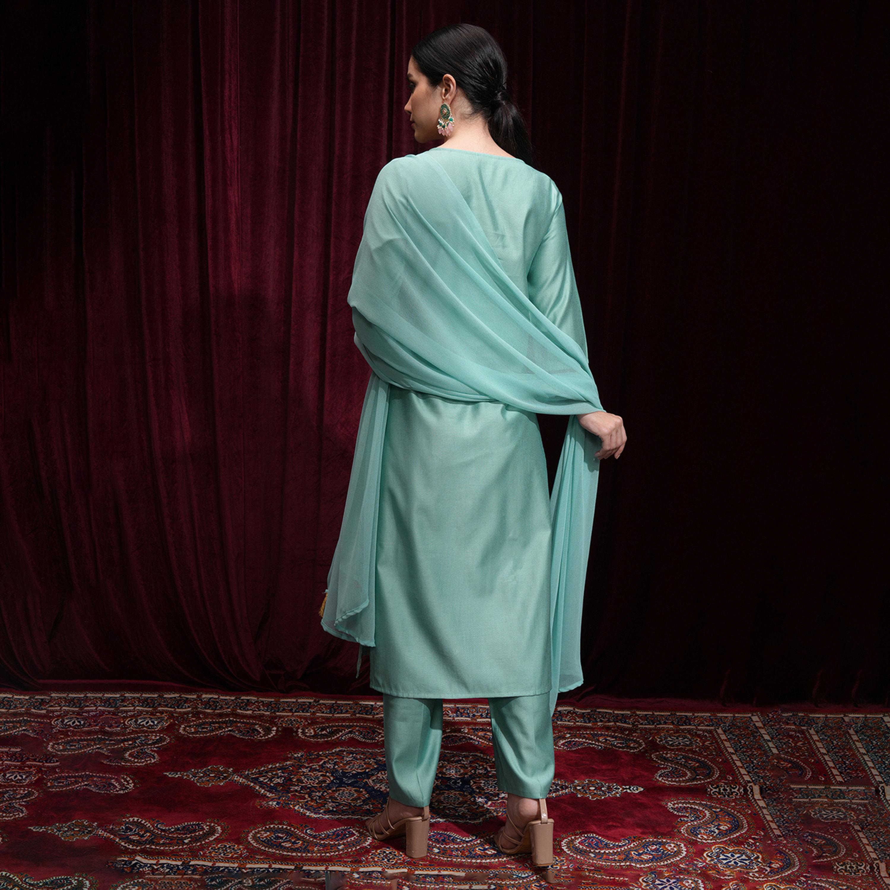 فيشود × ستايلي - كورتا نسائية عادية مطرزة بخيوط مع بنطال ووشاح-women-clothing-ethnicwear-sareesets-image-3