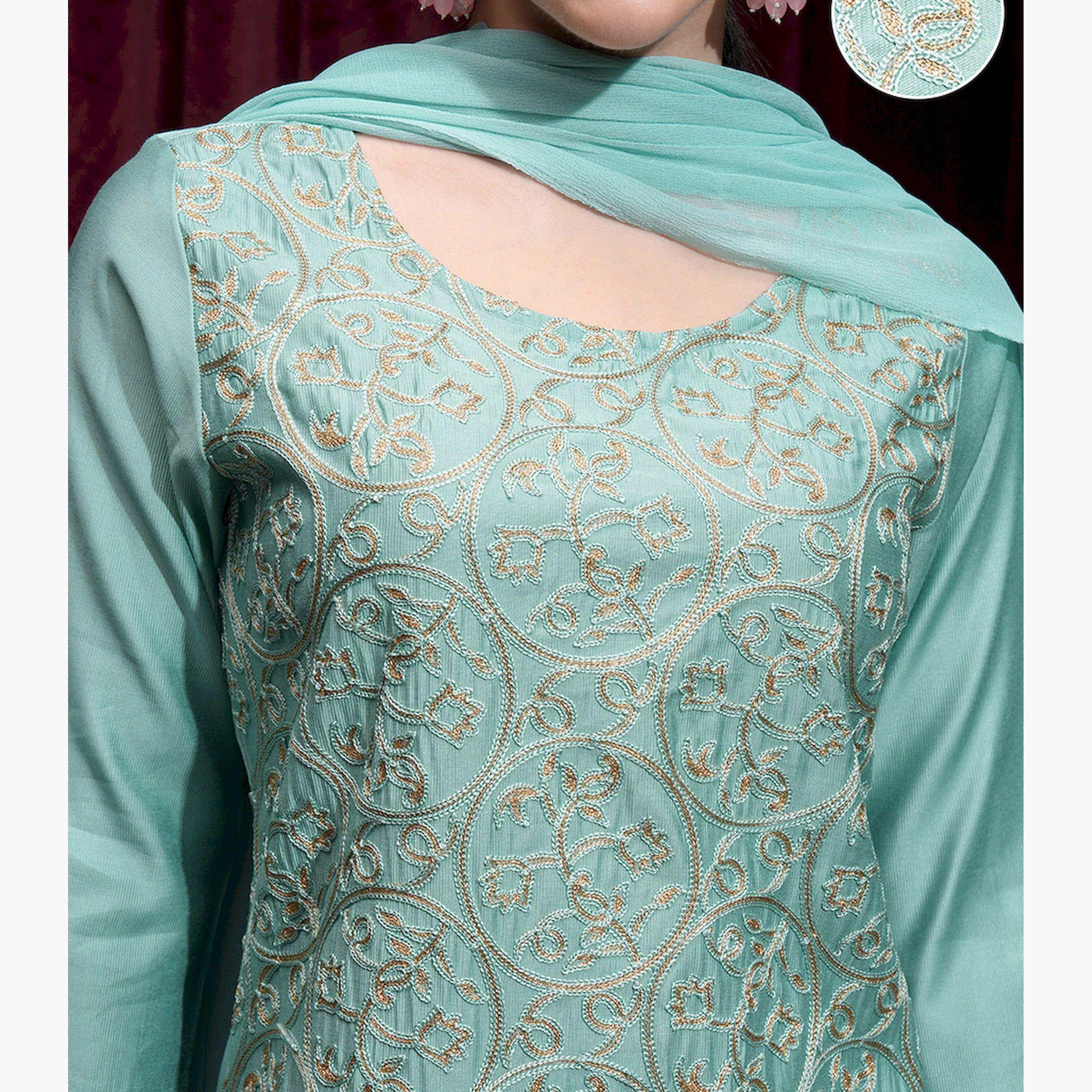 Vishudh X Styli Women Embroidered Regular Thread Work Kurta with Trousers & Dupatta-women-clothing-ethnicwear-sareesets-image-5
