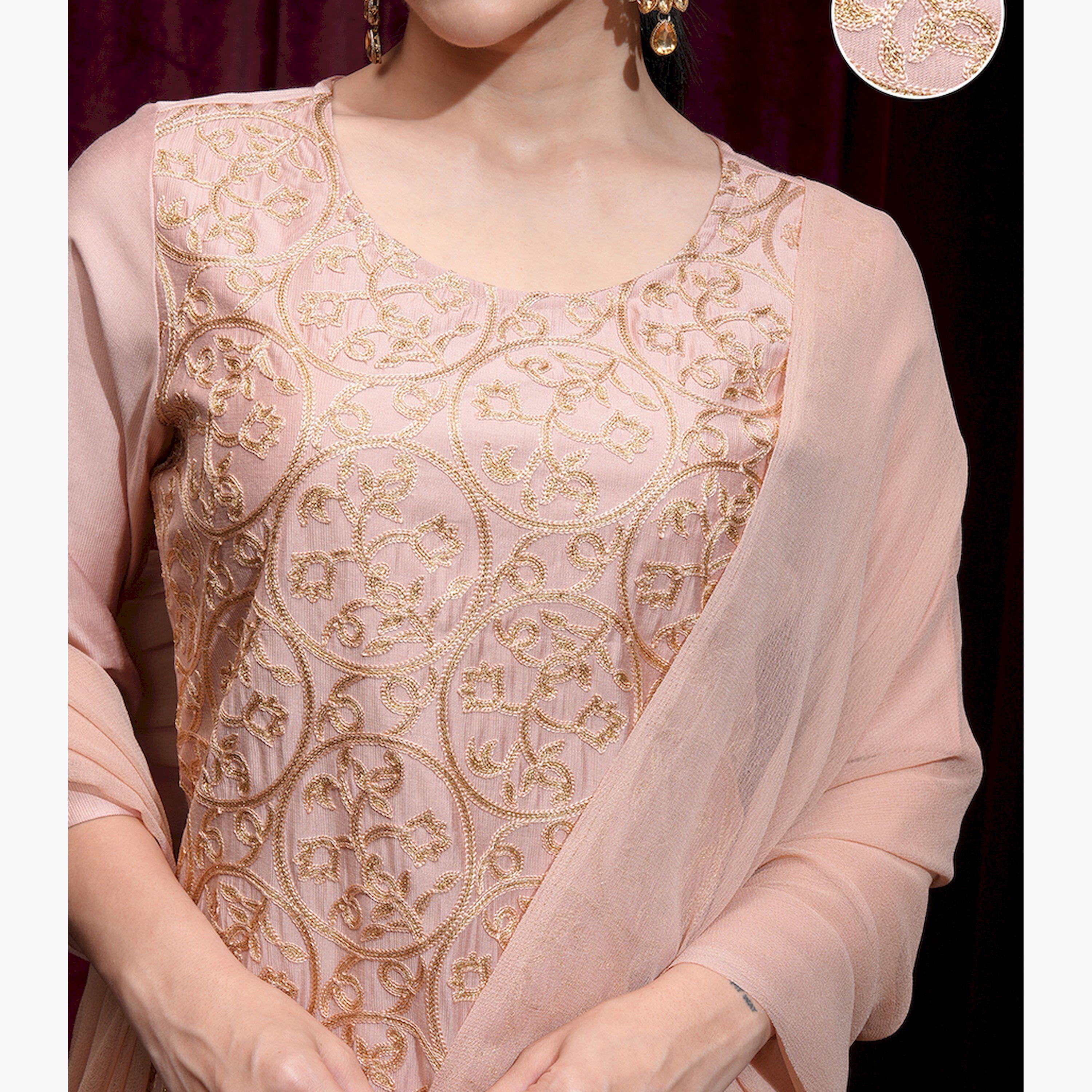 Vishudh X Styli Women Embroidered Regular Kurta with Trousers & Dupatta-women-clothing-ethnicwear-sareesets-image-5