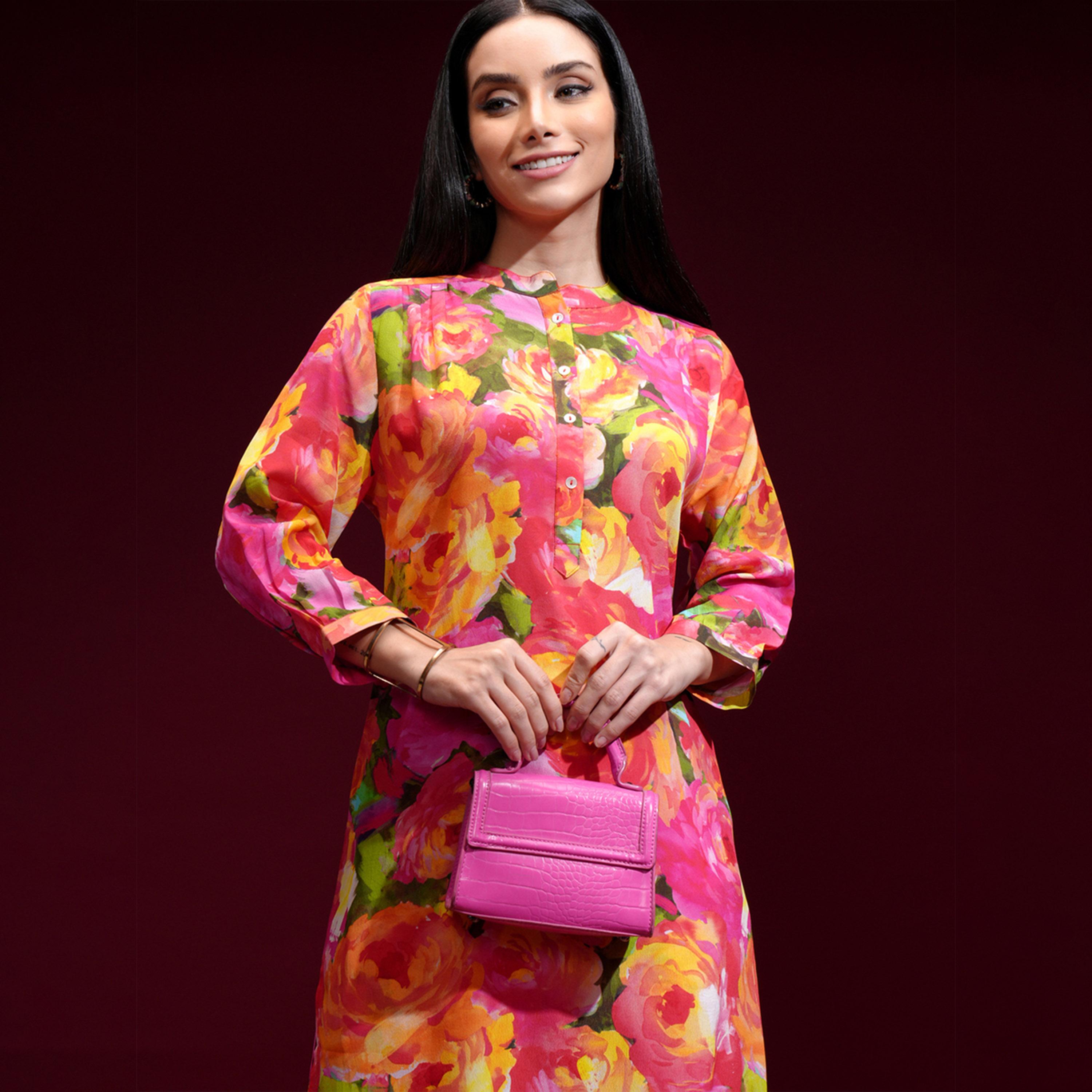 فيشود × ستايلي - كورتا نسائية عادية مطبوعة بالزهور مع بنطال-women-clothing-ethnicwear-kurtasets-image-2