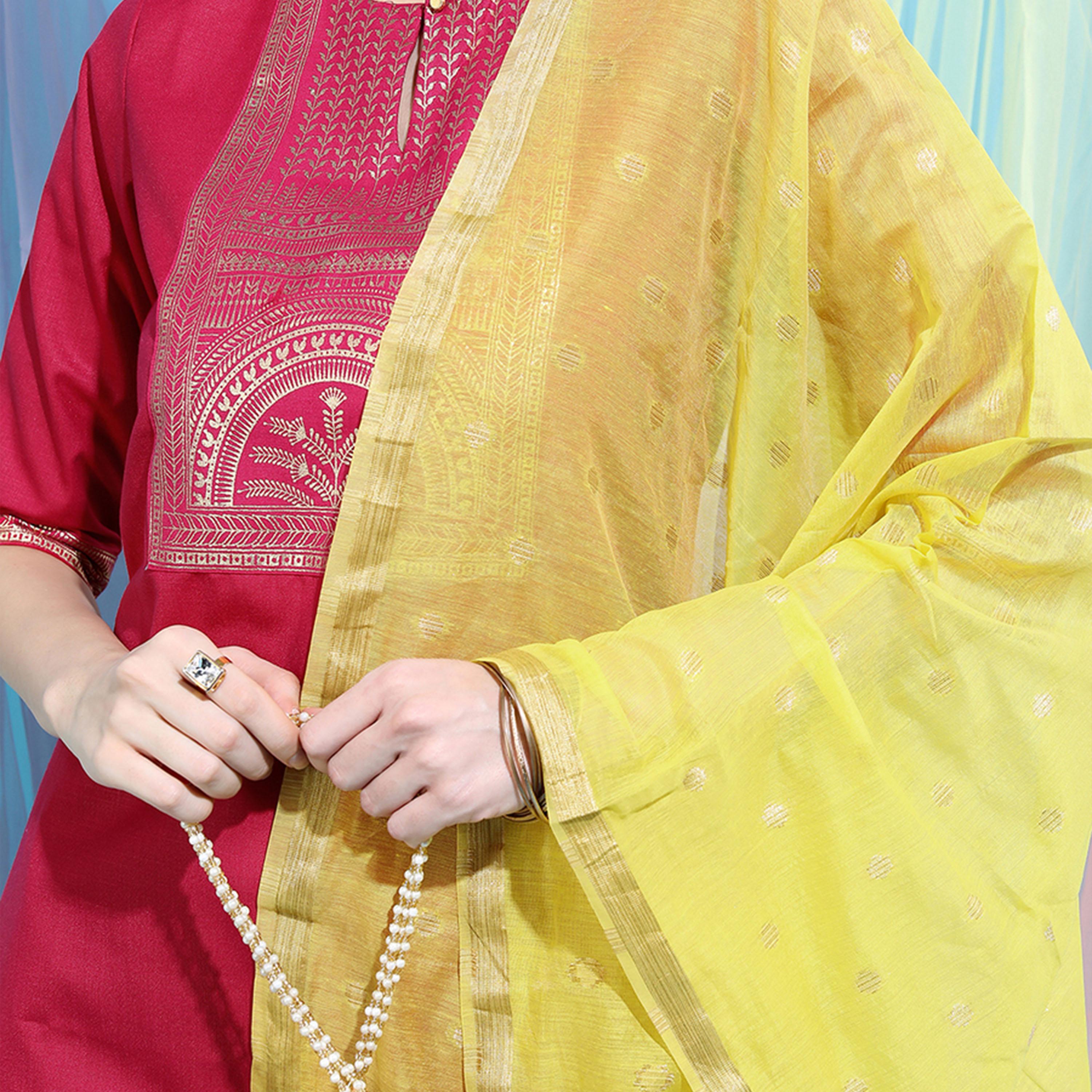 فيشود × ستايلي - كورتا نسائية مطبوعة مع بنطال بالازو ووشاح دوباتا-women-clothing-ethnicwear-sareesets-image-4