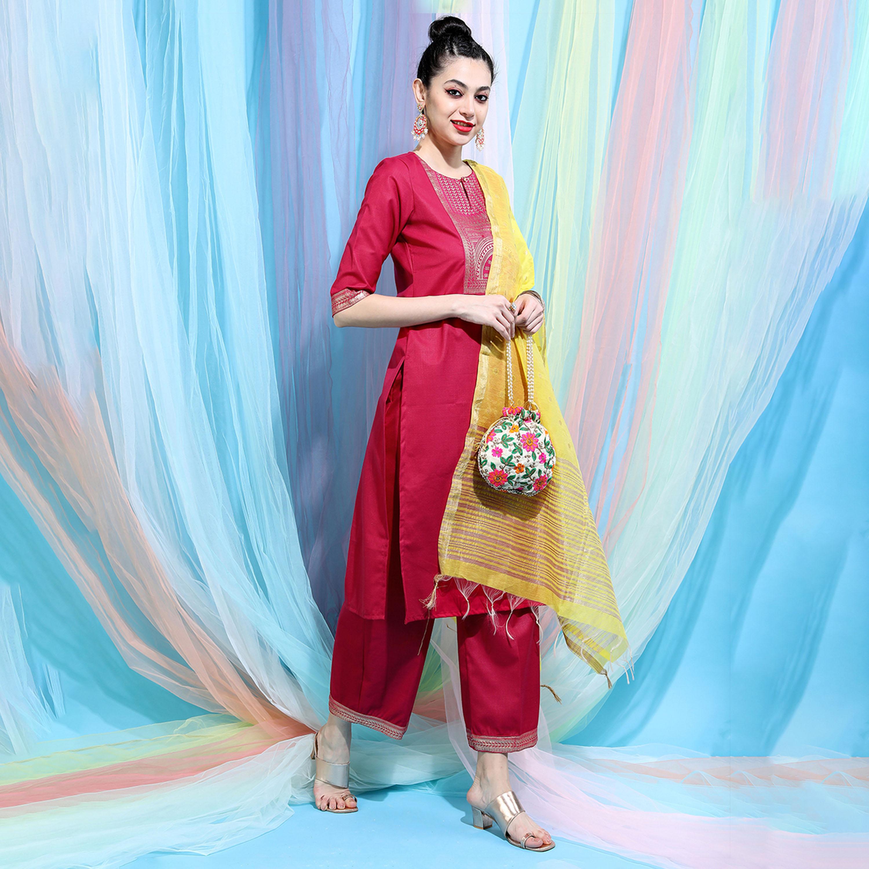 Vishudh X Styli Women Printed Kurta With Palazzos & Dupatta-women-clothing-ethnicwear-sareesets-image-6