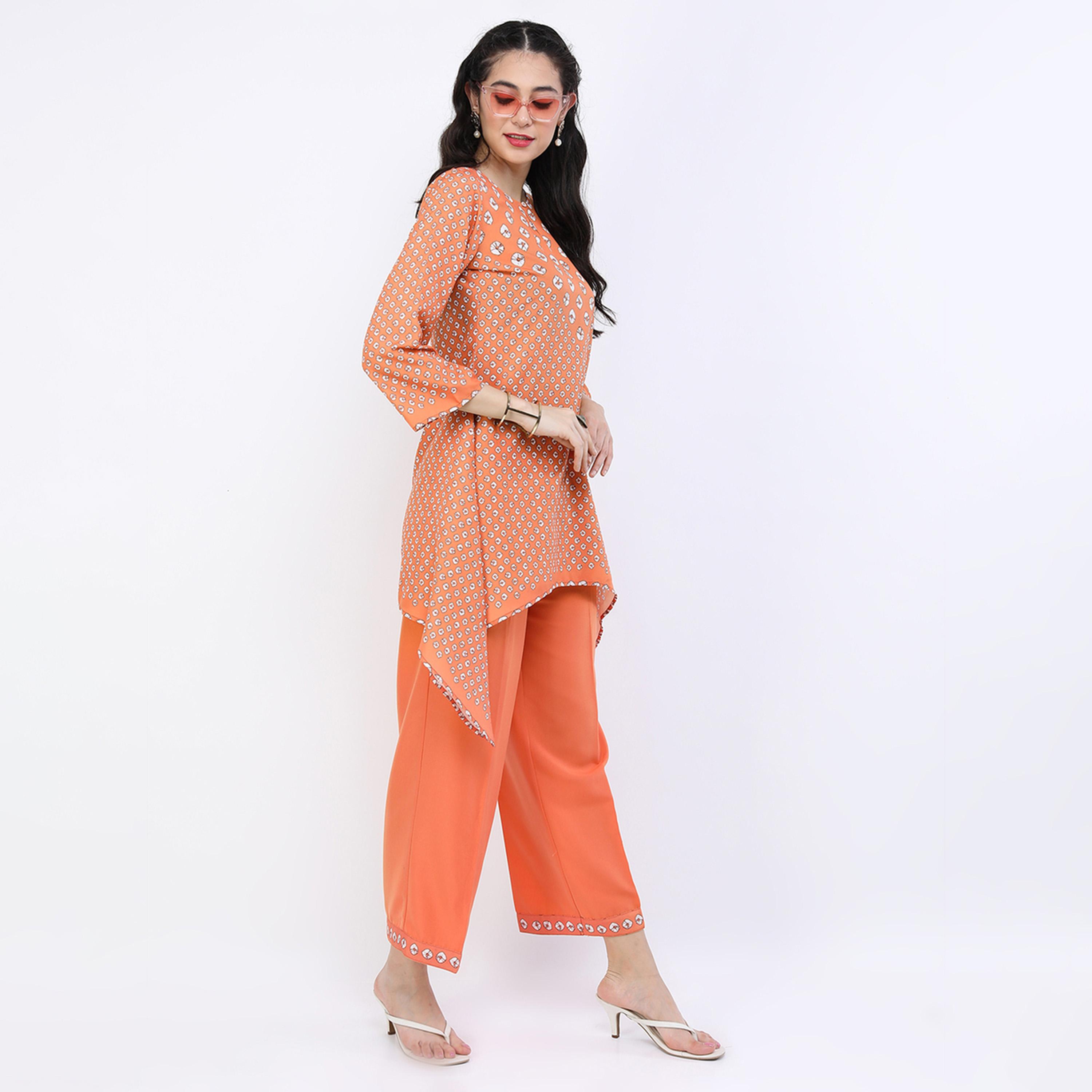 Vishudh X Styli Women Rust Ethnic Motifs Kurti with Trousers-women-clothing-ethnicwear-kurtasets-image-5