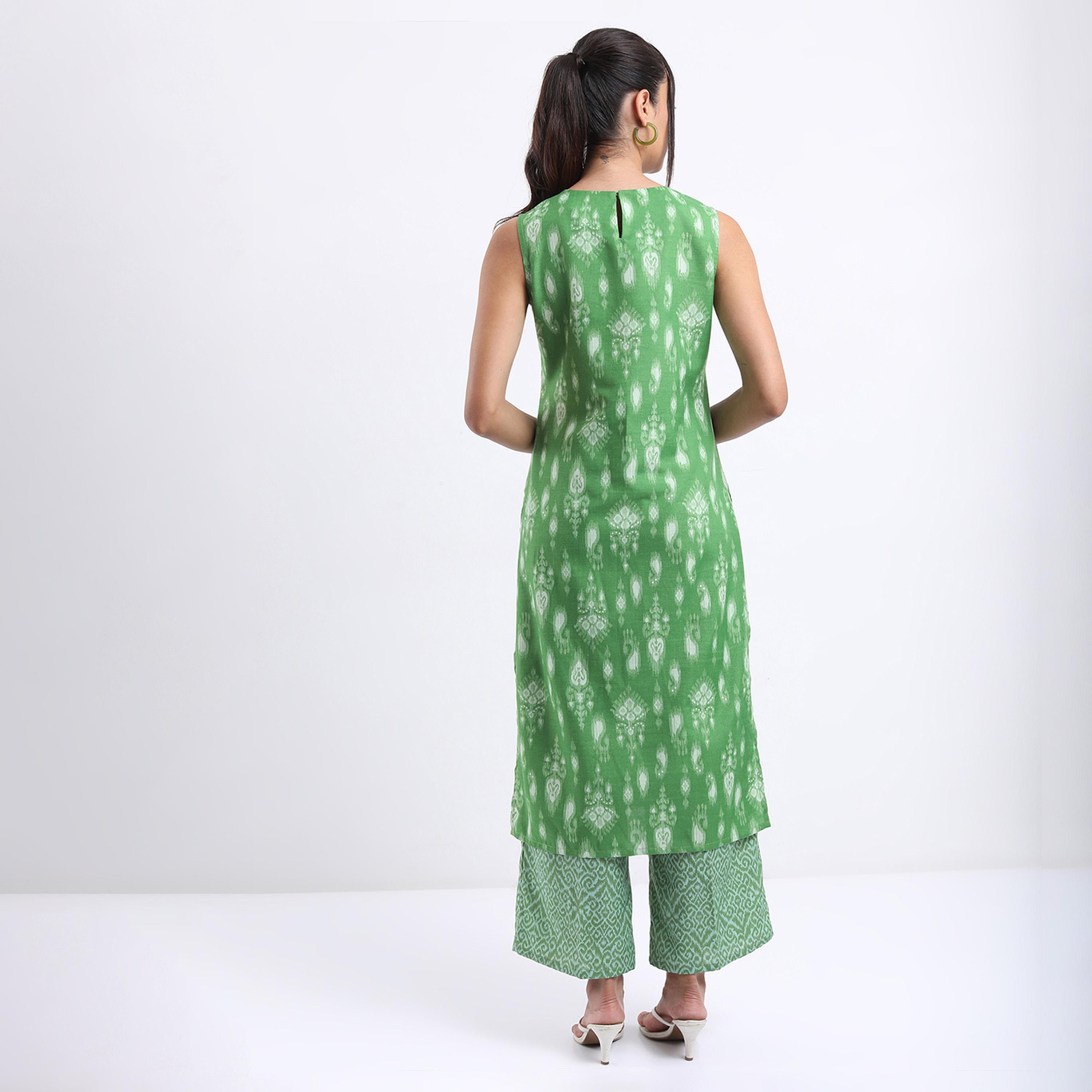 Vishudh X Styli Ethnic Motifs Printed Straight Kurta with Palazzos-women-clothing-ethnicwear-kurtasets-image-3