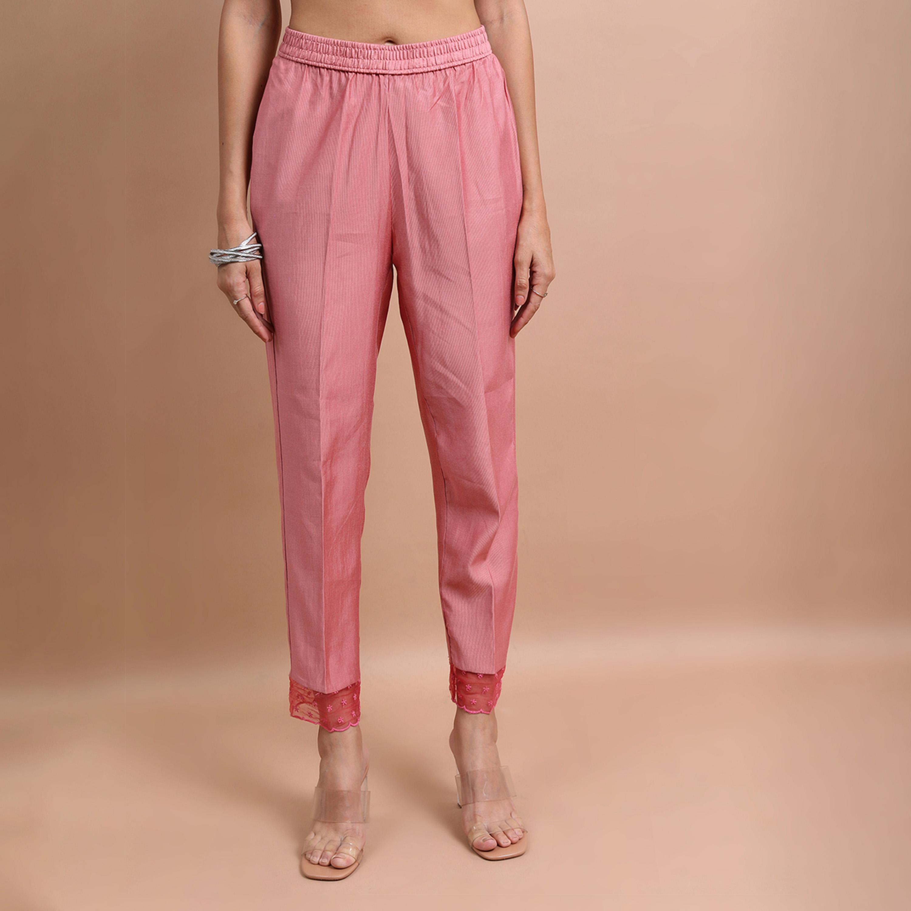 Vishudh X Styli Pink Floral Yoke Design Kurta With Trousers And Dupatta-women-clothing-ethnicwear-sareesets-image-8