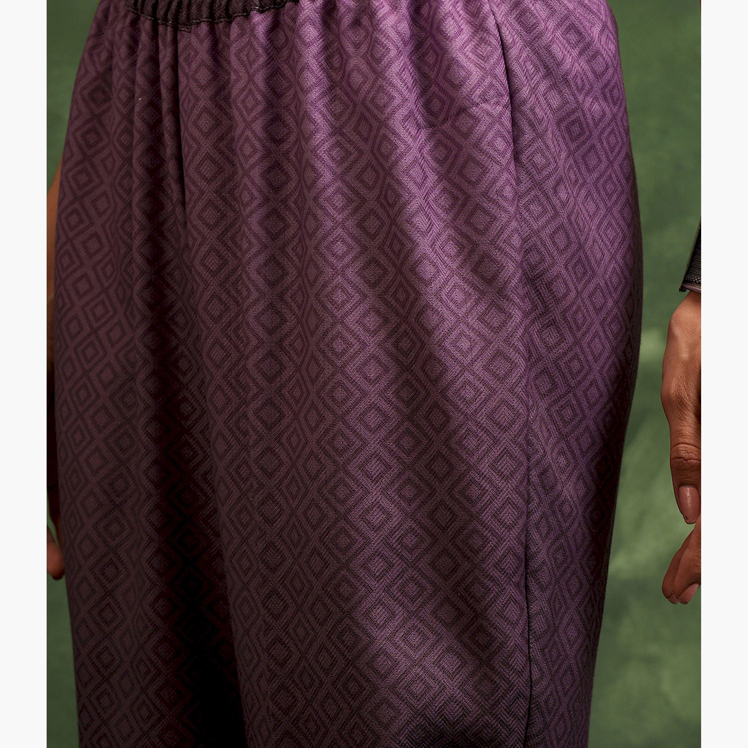 Vishudh X Styli Mauve Printed Yoke Design Thread Work Straight Kurta with Trousers & Dupatta-women-clothing-ethnicwear-sareesets-image-6