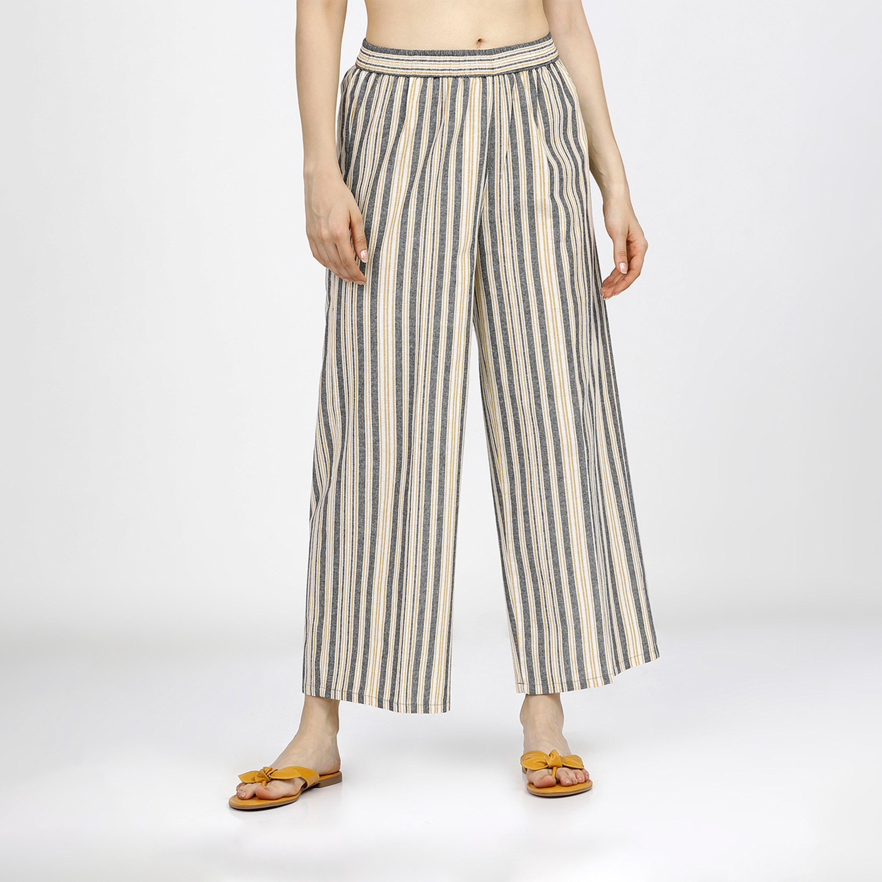 فيشود × ستايلي - كورتا نسائية من القطن الخالص بطبعة هندسية مع بنطال - أصفر-women-clothing-ethnicwear-kurtasets-image-6