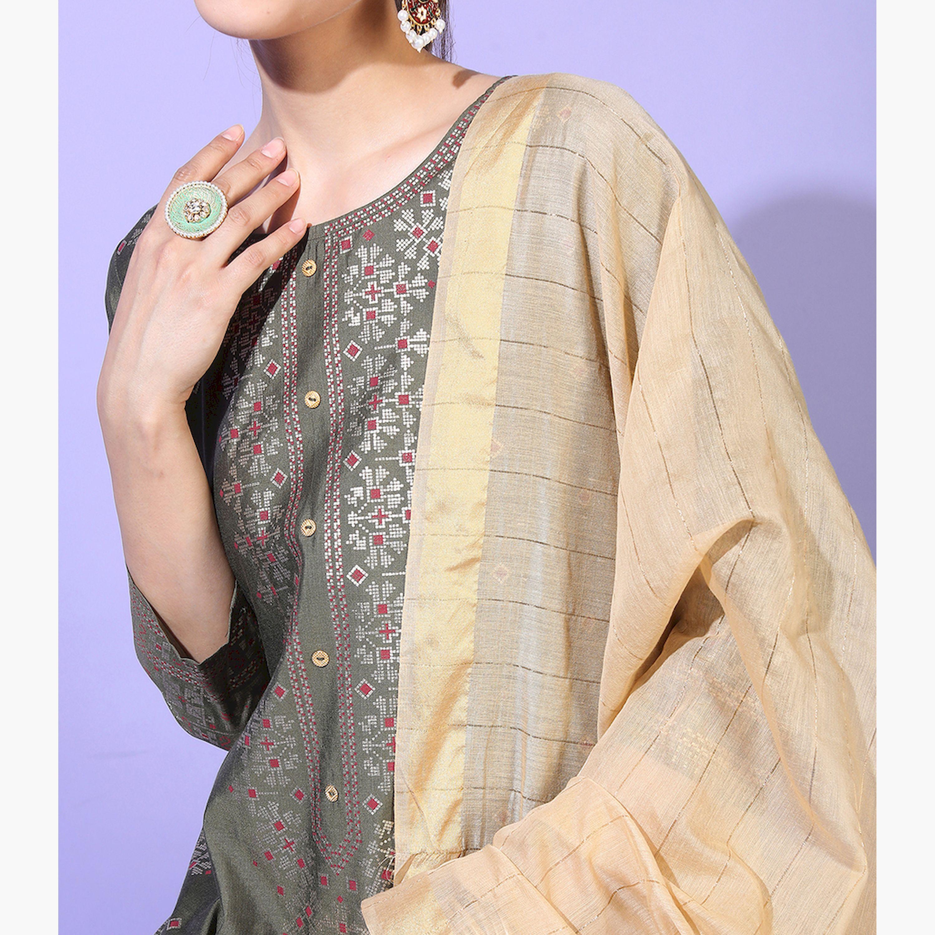 Vishudh X Styli Women Ethnic Motifs Viscose Rayon Kurta Set-women-clothing-ethnicwear-kurtasets-image-4