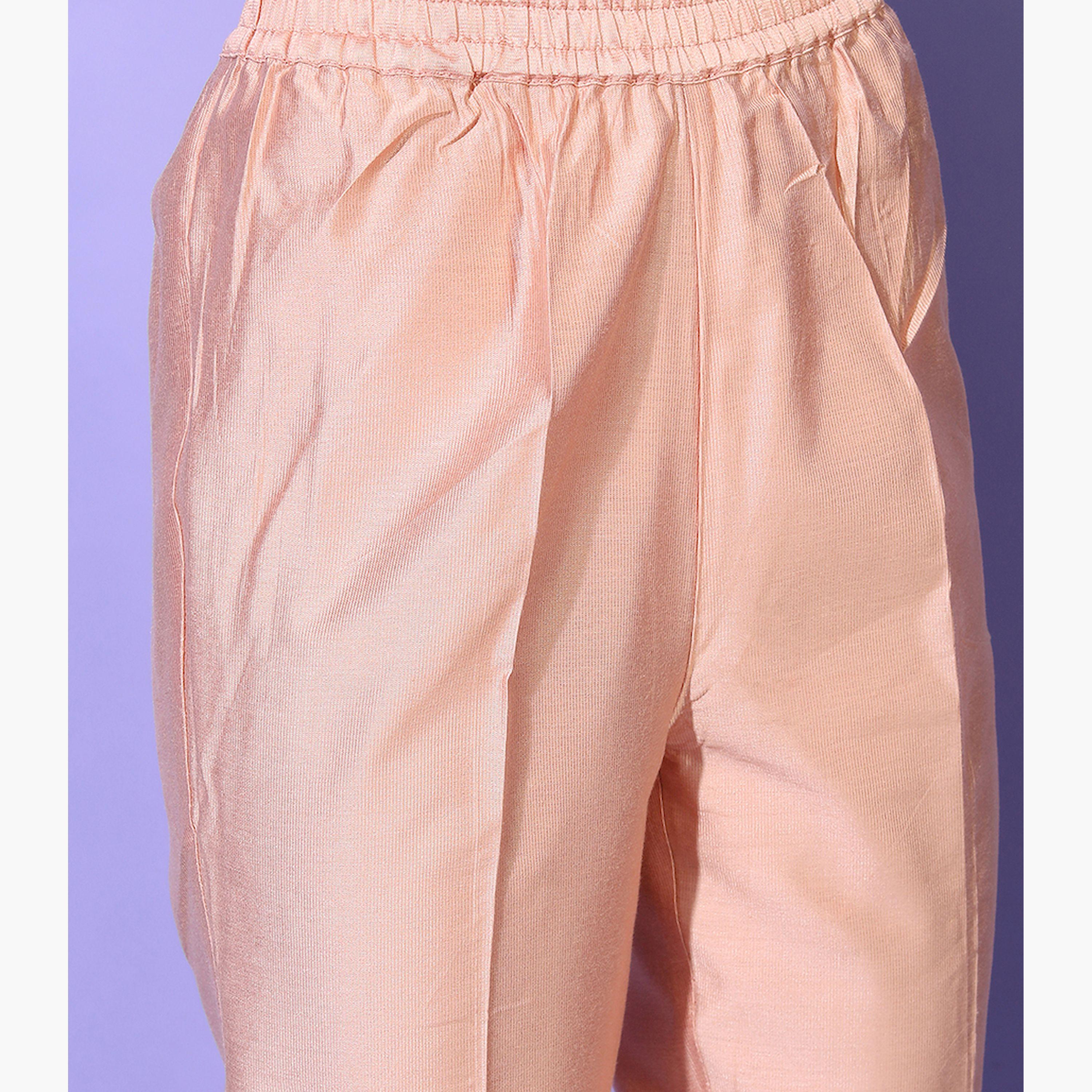 Vishudh X Styli Women Peach Embroidered Kurta with Trouser-women-clothing-ethnicwear-kurtasets-image-6