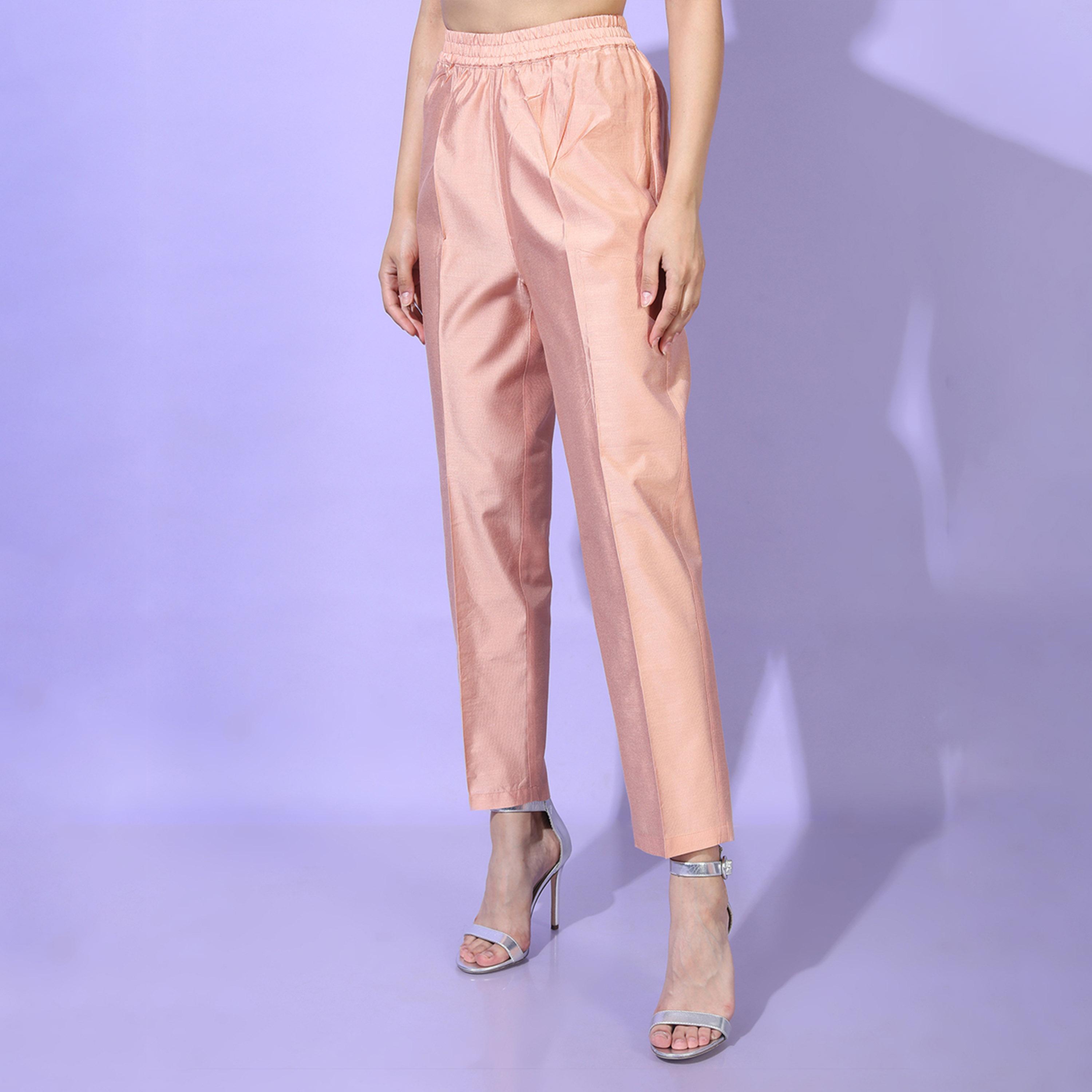 Vishudh X Styli Women Peach Embroidered Kurta with Trouser-women-clothing-ethnicwear-kurtasets-image-7