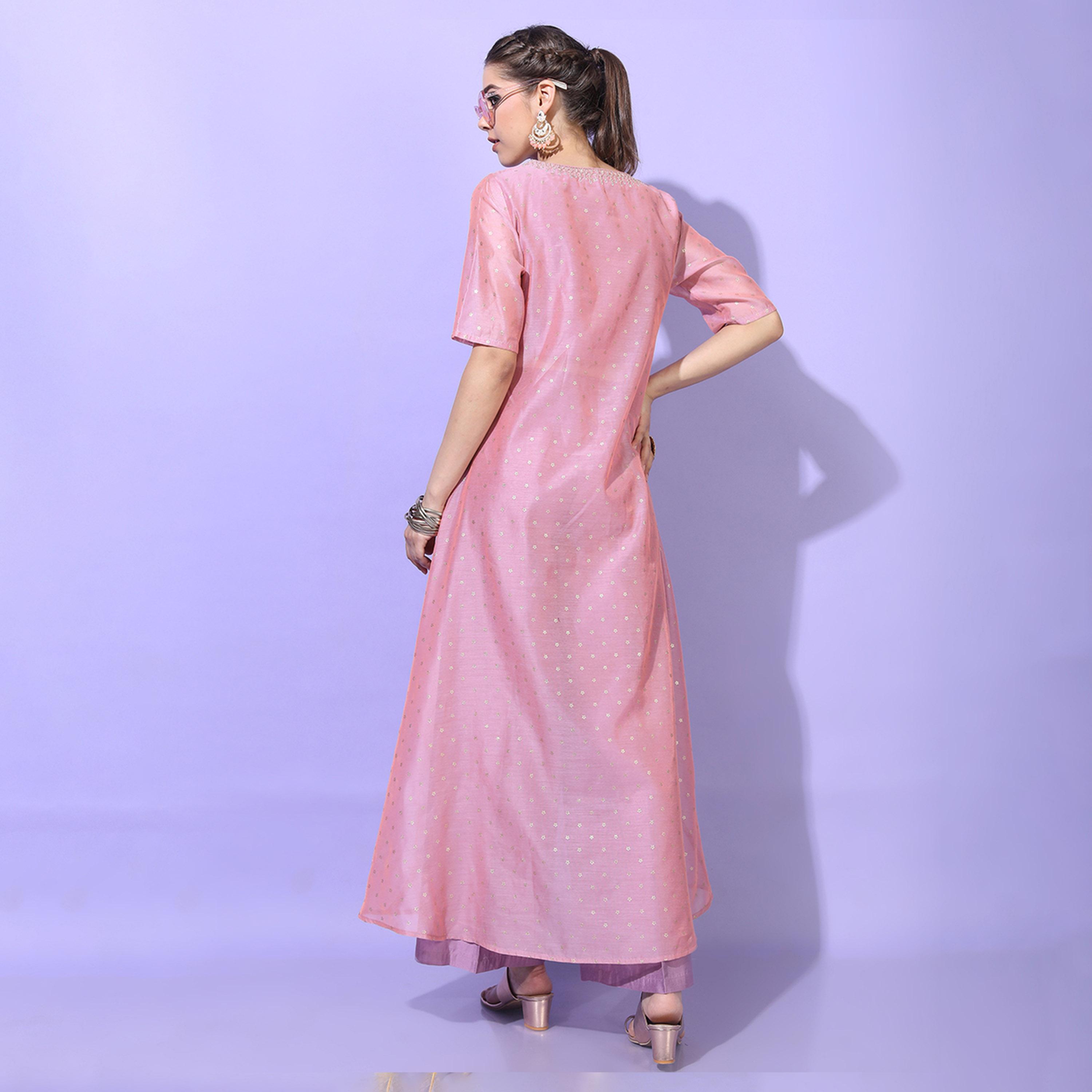 Vishudh X Styli Women Solid Chanderi Cotton Kurta with Trouser-women-clothing-ethnicwear-kurtasets-image-3
