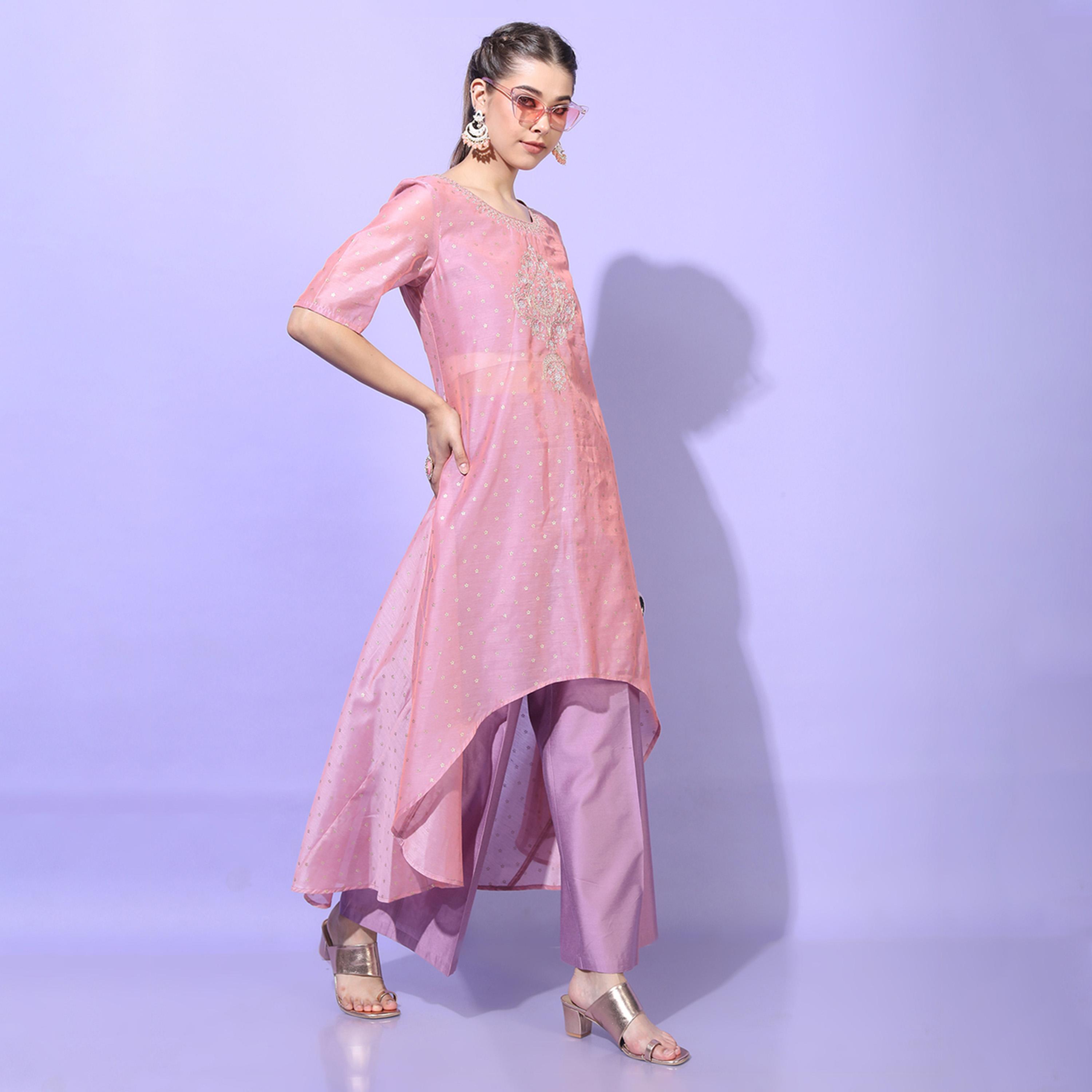 Vishudh X Styli Women Solid Chanderi Cotton Kurta with Trouser-women-clothing-ethnicwear-kurtasets-image-5