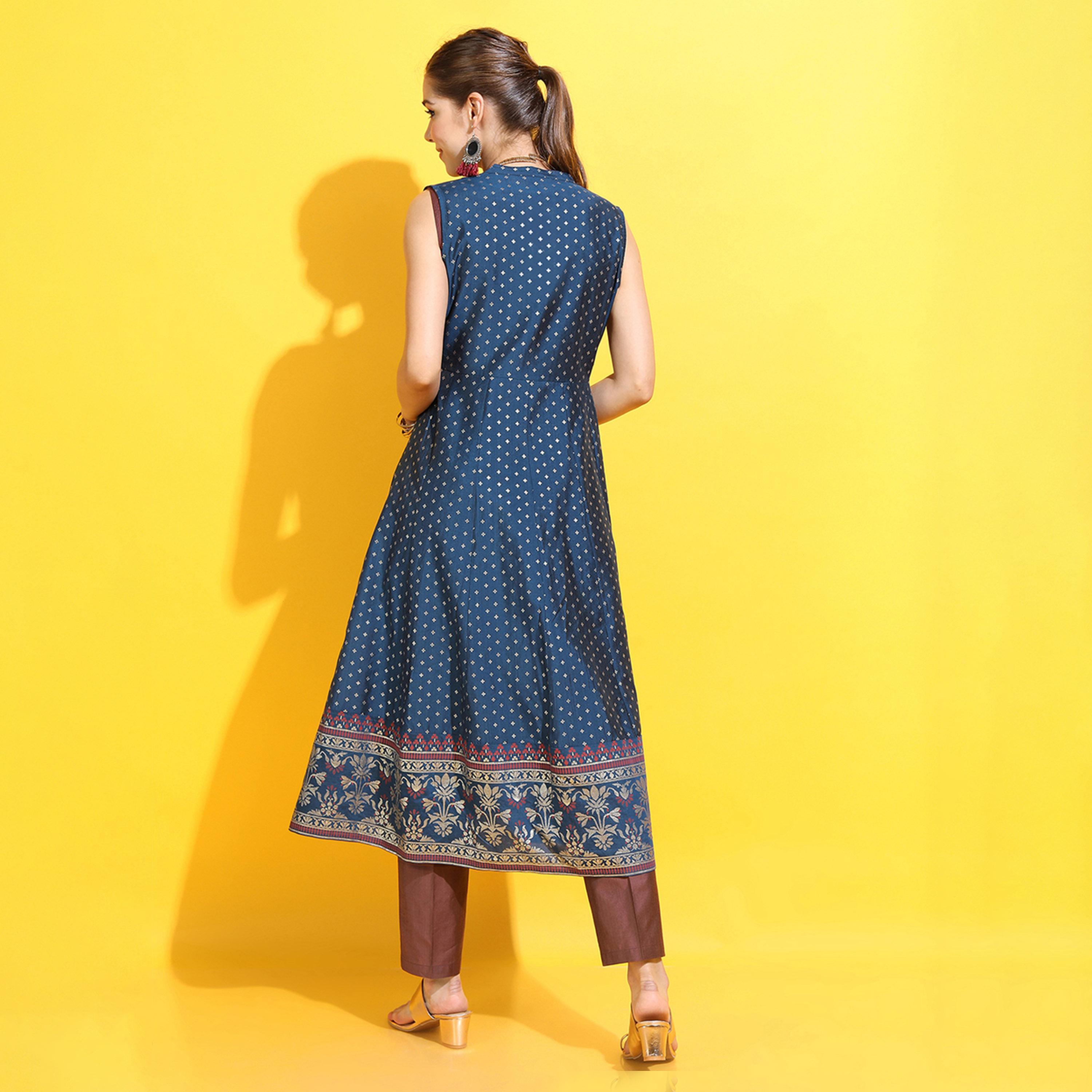 فيشود × ستايلي - كورتا نسائية بنقشات عرقية مع بنطال وسترة-women-clothing-ethnicwear-kurtasets-image-3