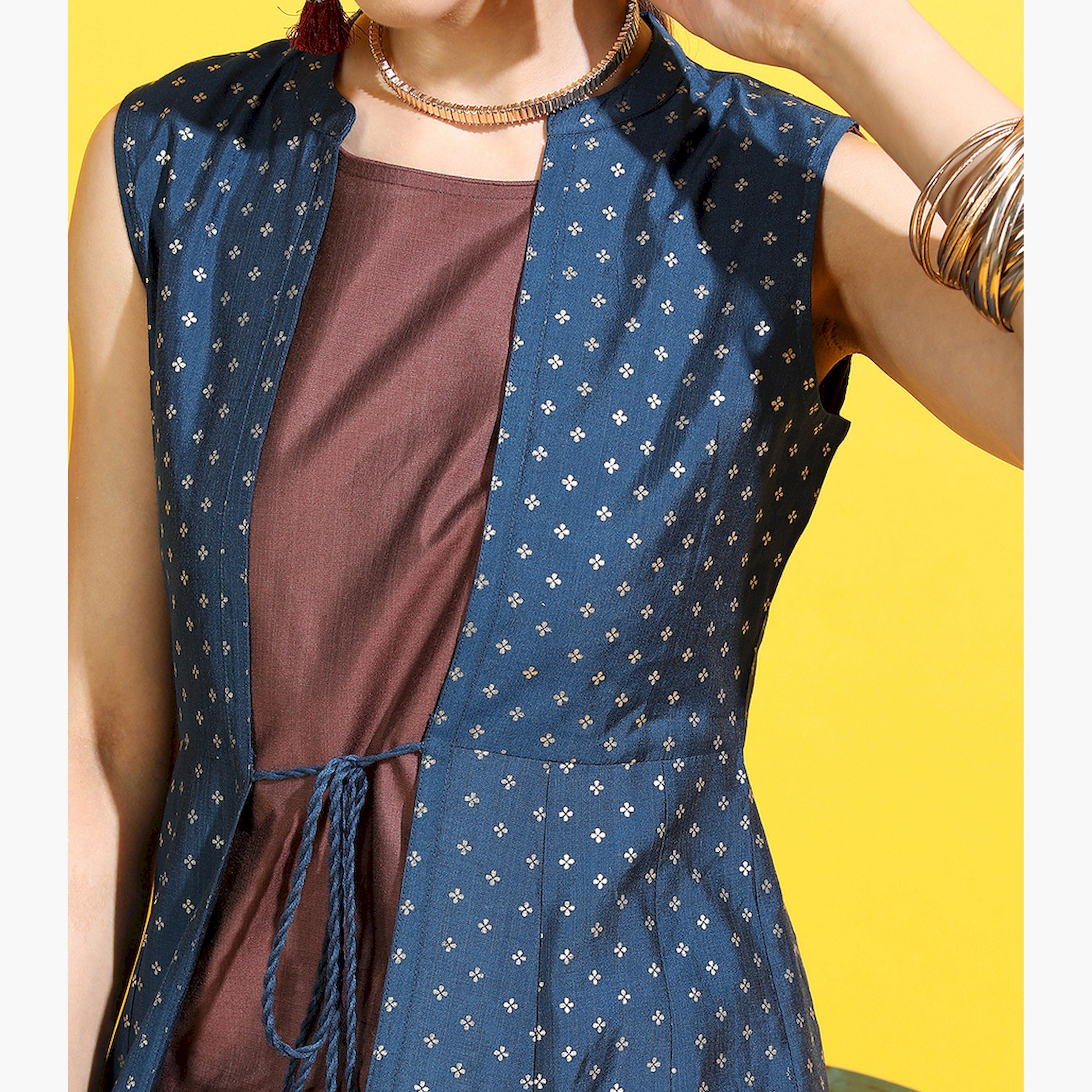 فيشود × ستايلي - كورتا نسائية بنقشات عرقية مع بنطال وسترة-women-clothing-ethnicwear-kurtasets-image-4