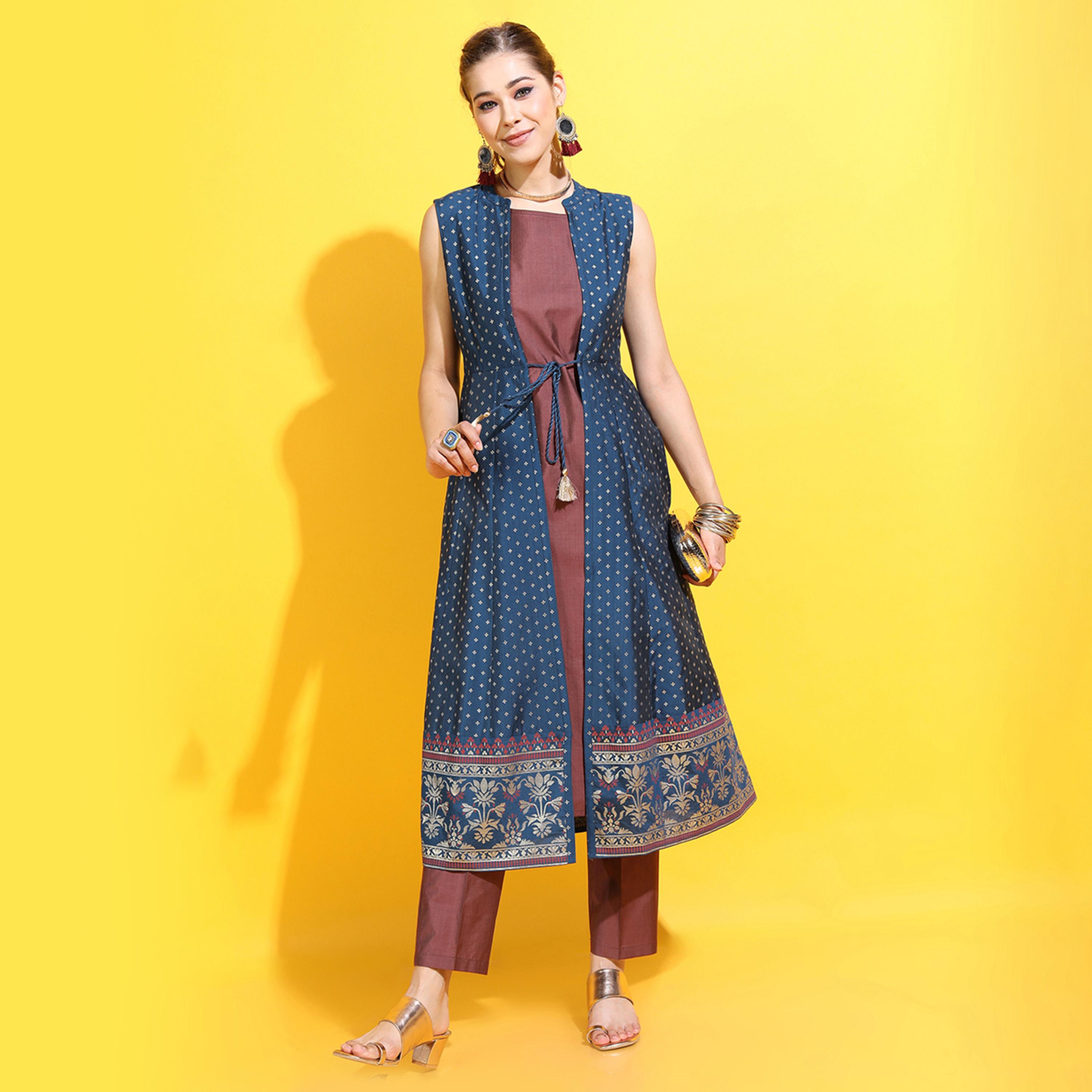 فيشود × ستايلي - كورتا نسائية بنقشات عرقية مع بنطال وسترة-women-clothing-ethnicwear-kurtasets-image-5