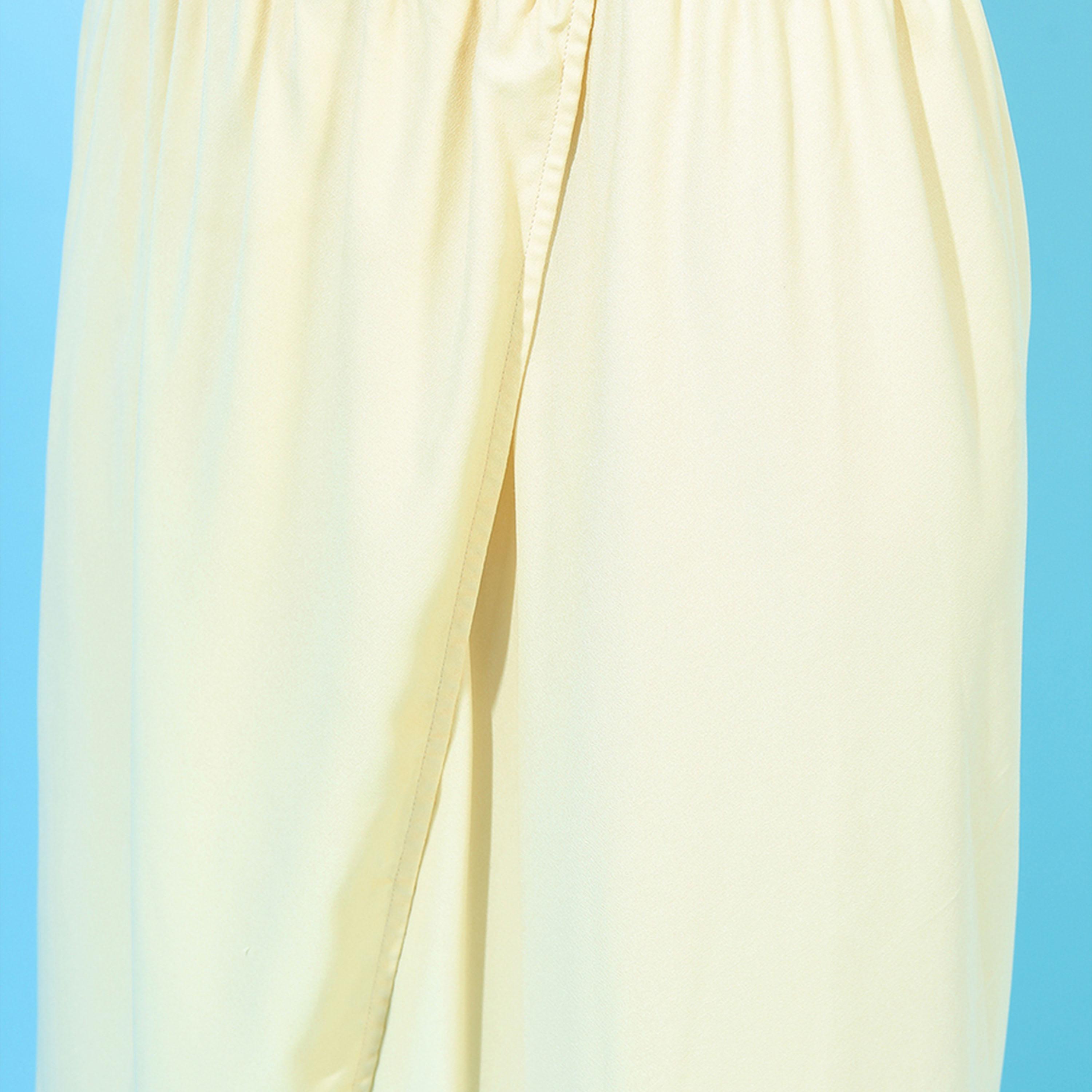 فيشود × ستايلي - كورتا نسائية طويلة من الخلف مع بنطال دوتي - أصفر-women-clothing-ethnicwear-kurtasets-image-7