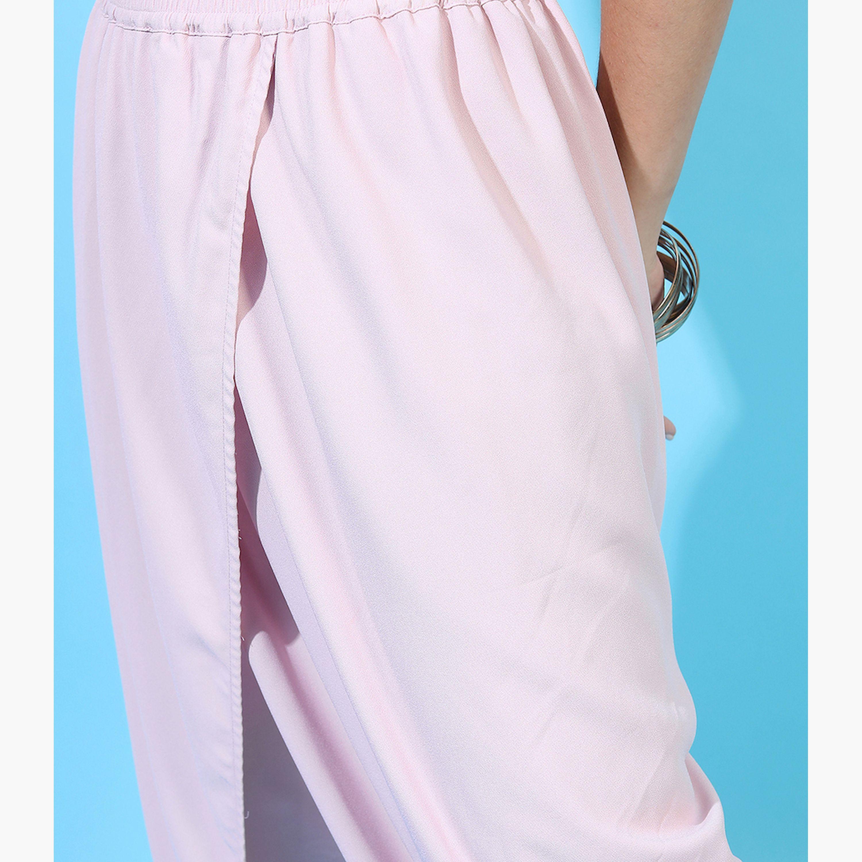 فيشود × ستايلي - كورتا مطرزة بزخارف عرقية مع بنطال دوتي باللون الوردي للنساء-women-clothing-ethnicwear-kurtasets-image-6