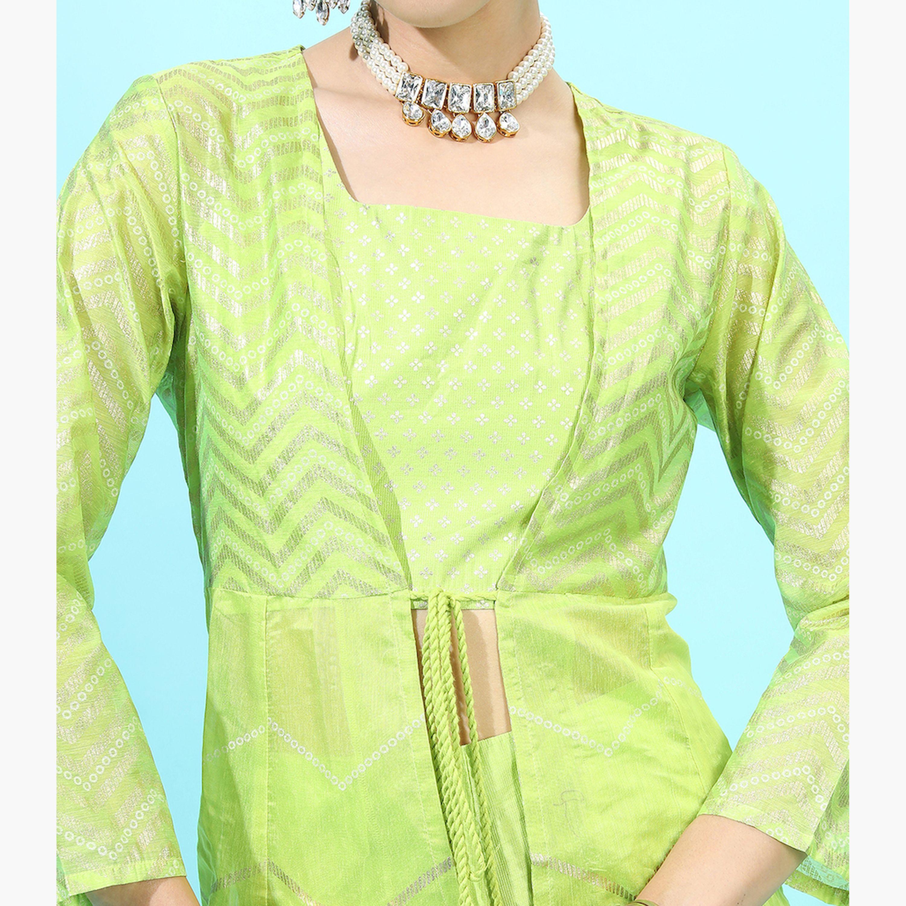 Vishudh X Styli Women Striped Viscose Rayon Kurta Set With Palazzo And Jacket-women-clothing-ethnicwear-kurtasets-image-4