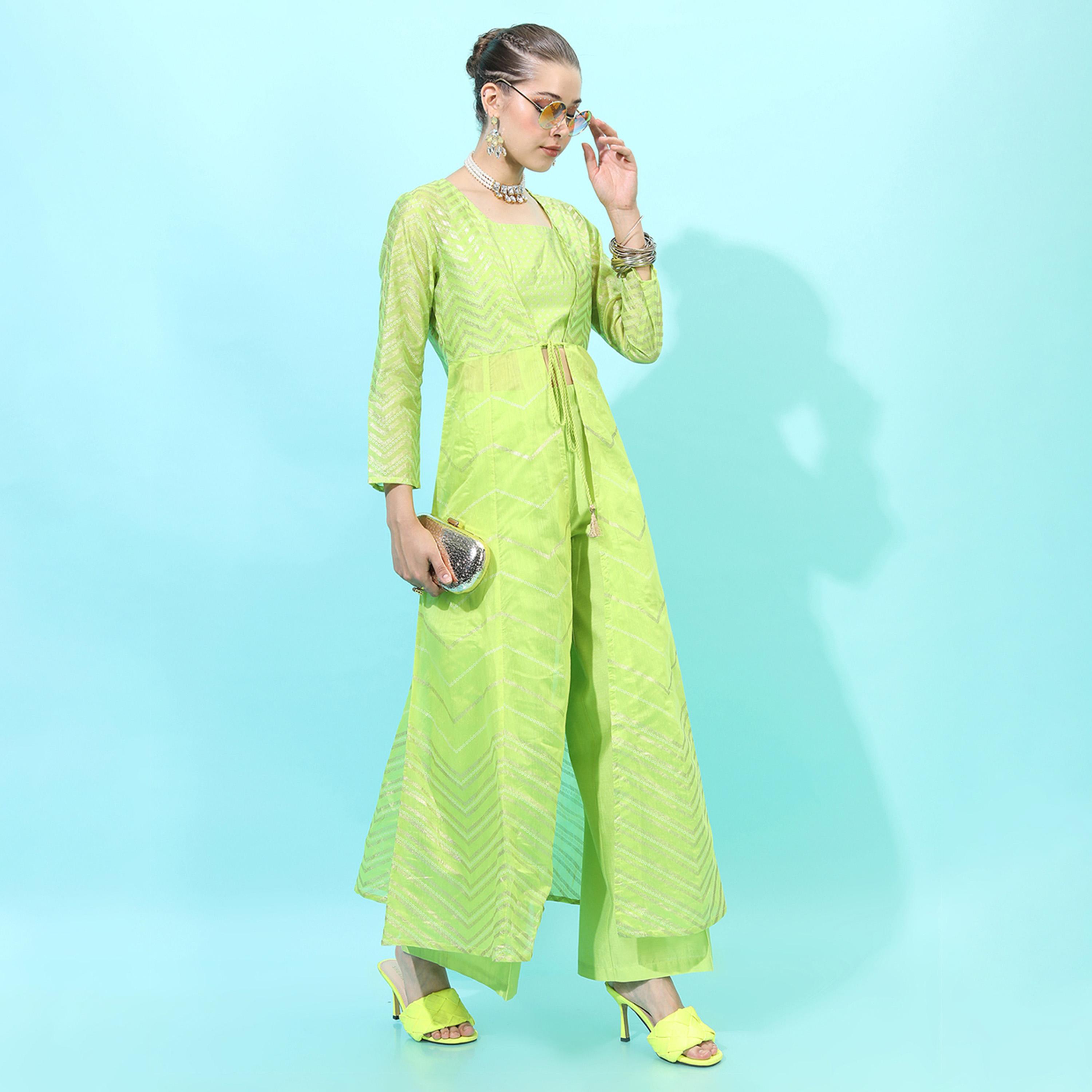فيشود × ستايلي - طقم كورتا مخطط من فيسكوز رايون مع بنطال بالازو وسترة للنساء-women-clothing-ethnicwear-kurtasets-image-5