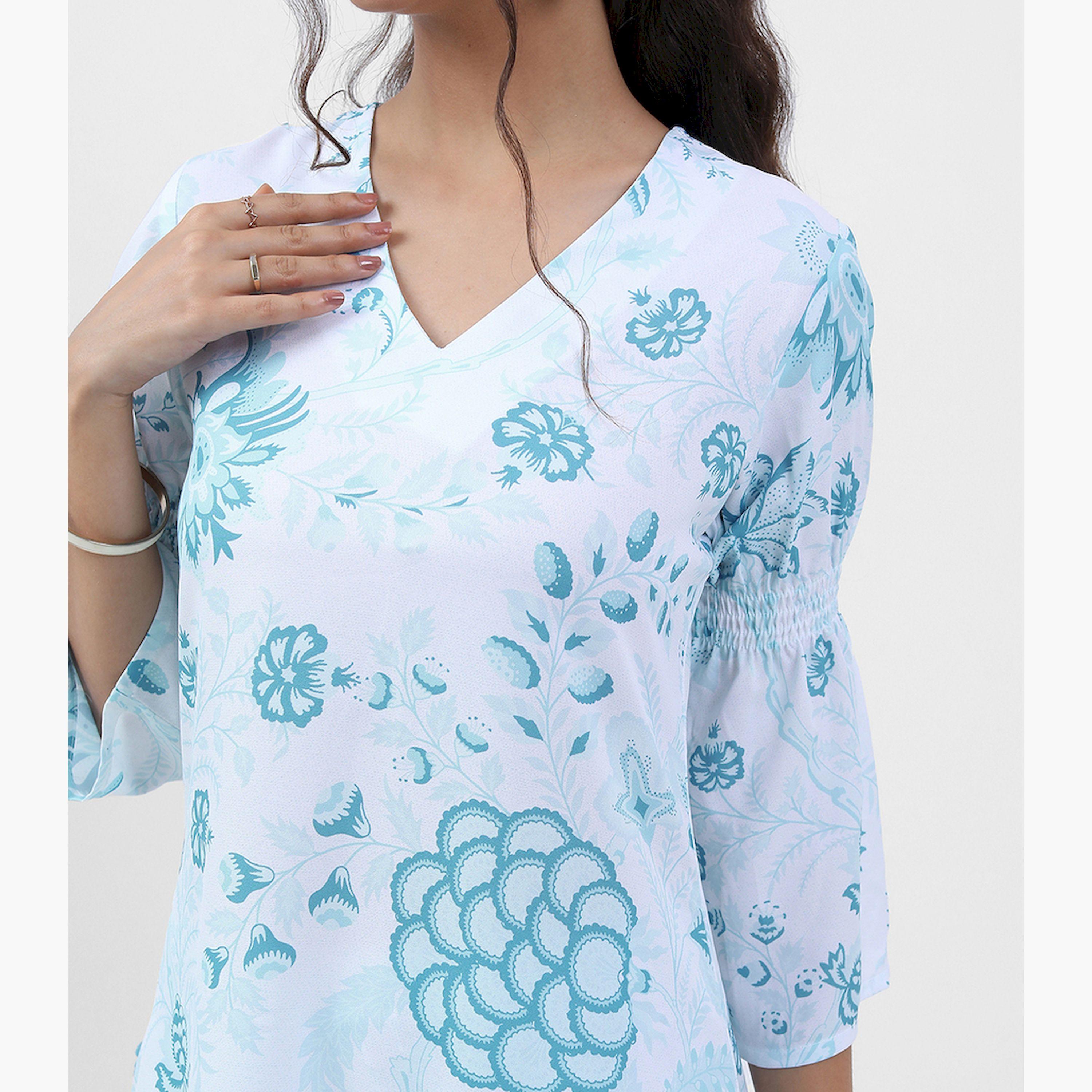 Vishudh X Styli Floral Printed Straight Regular Kurta with Trousers-women-clothing-ethnicwear-kurtasets-image-5