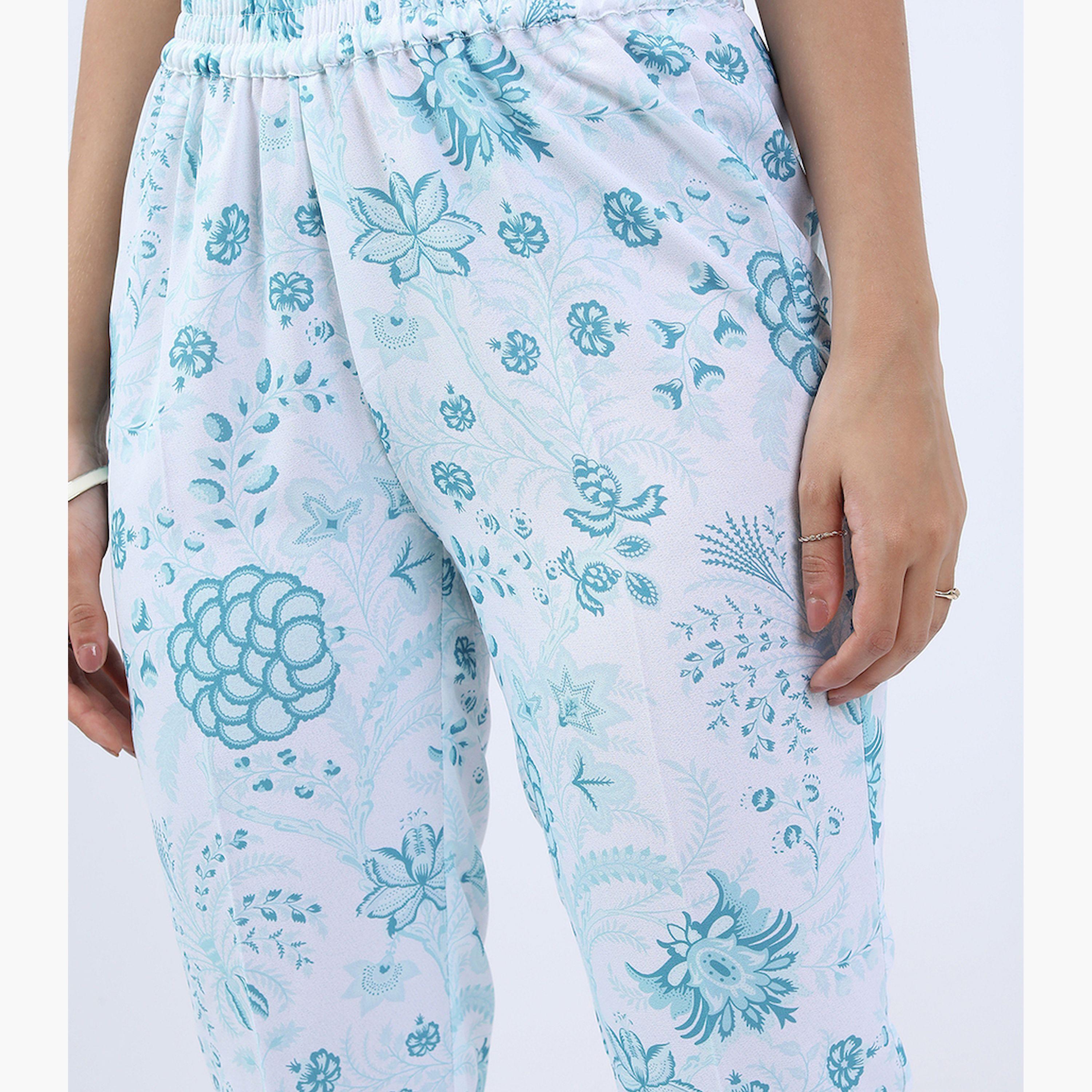 فيشود × ستايلي - كورتا مستقيمة عادية بطبعة زهور مع بنطال-women-clothing-ethnicwear-kurtasets-image-6