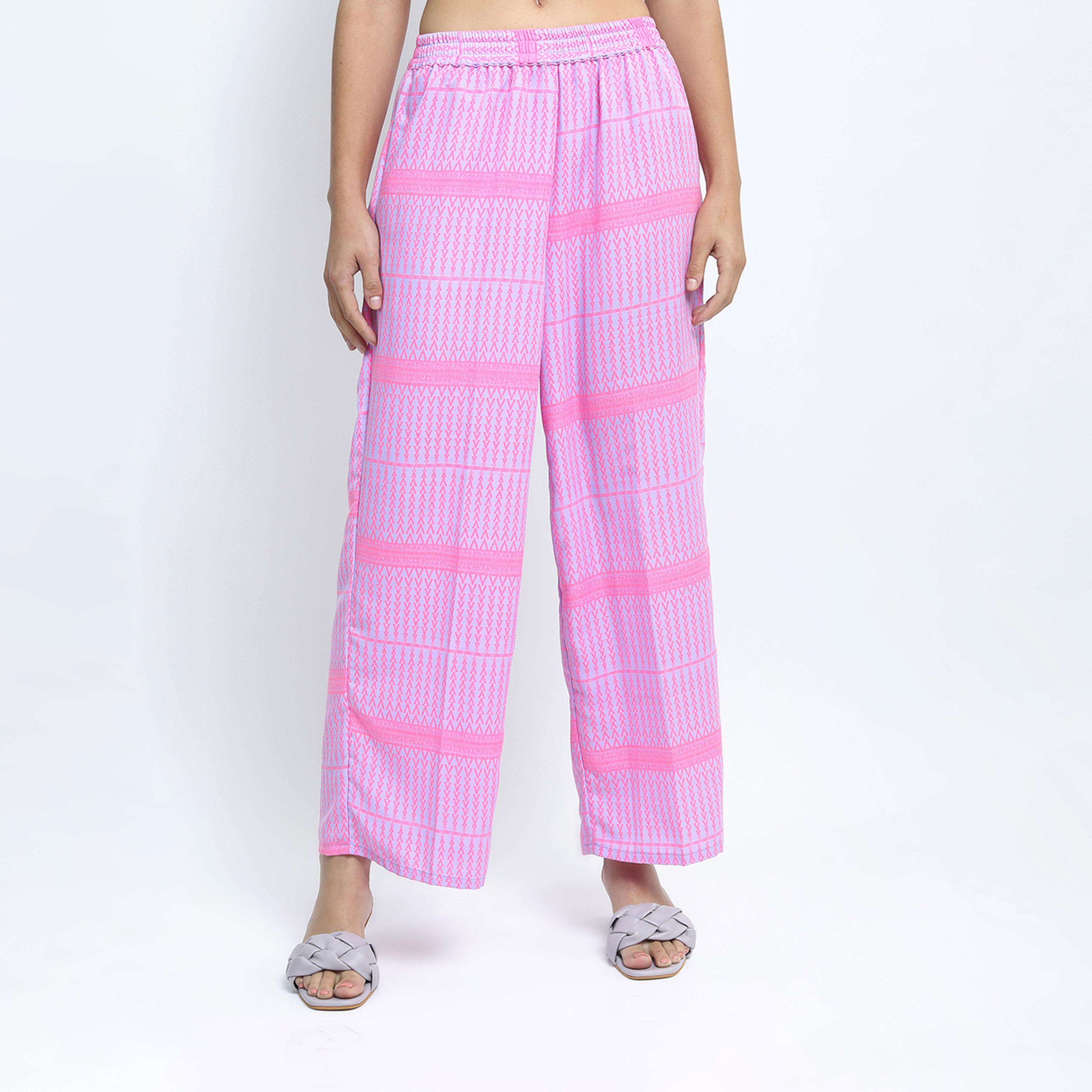 فيشود × ستايلي - كورتا نسائية بنقشات عرقية مع بنطال بالازو ووشاح دوباتا - لافندري ووردي-women-clothing-ethnicwear-sareesets-image-5