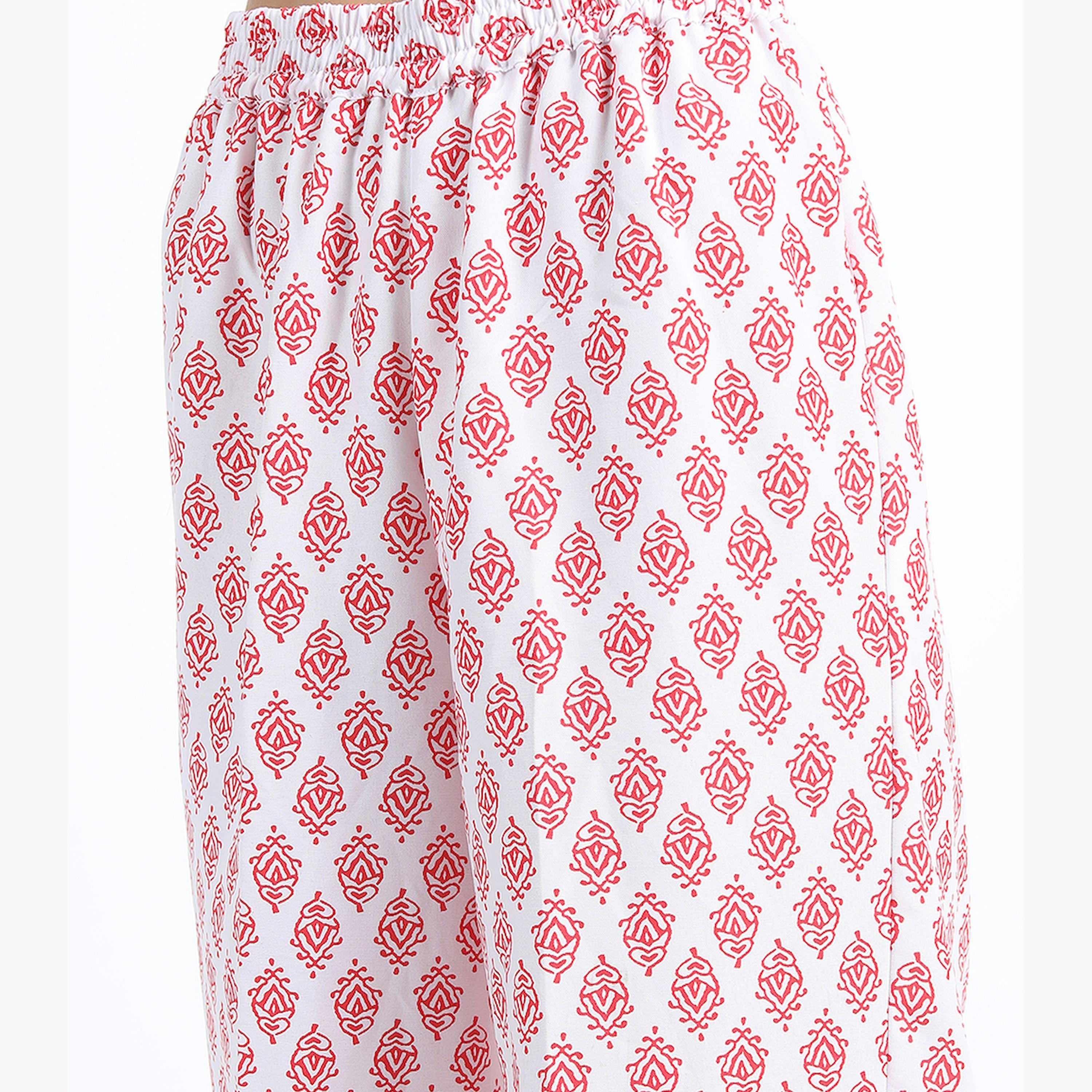 فيشود × ستايلي - كورتا نسائية مطبوعة بزخارف عرقية مع بنطال بالازو ووشاح دوباتا - أصفر-women-clothing-ethnicwear-sareesets-image-6