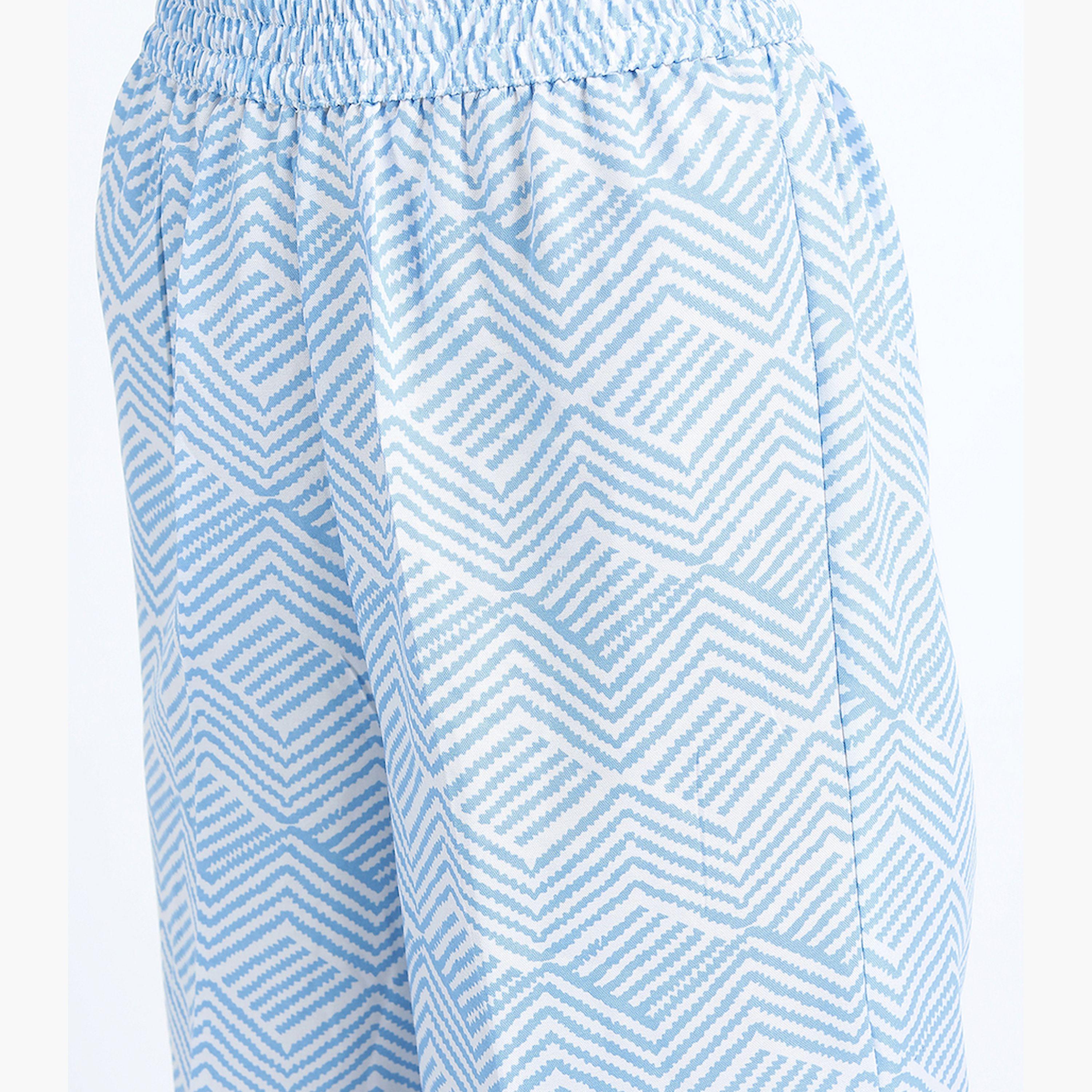Vishudh X Styli Women Blue Printed Kurti with Trousers & Dupatta-women-clothing-ethnicwear-sareesets-image-6