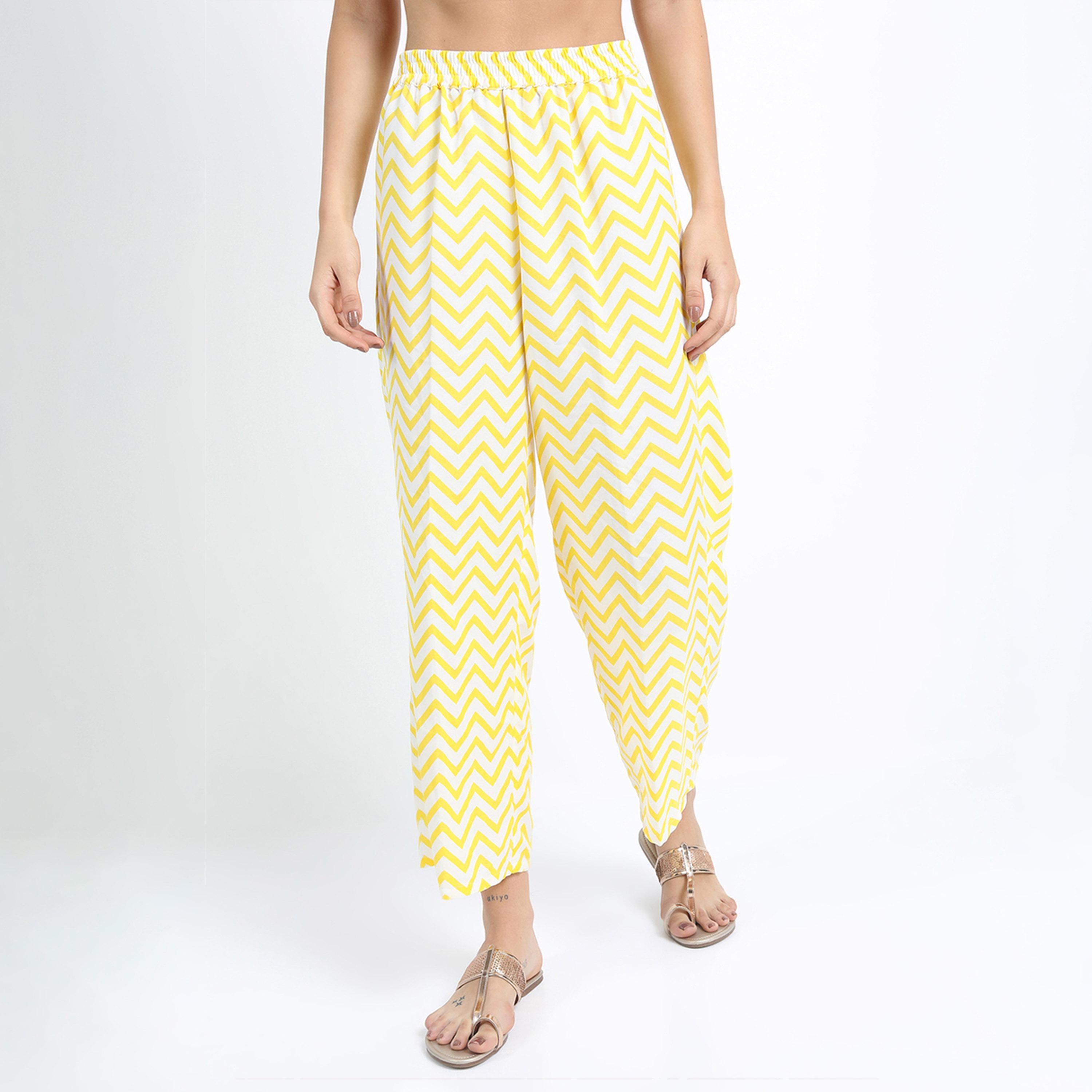 فيشود × ستايلي - كورتا نسائية مطبوعة مع بنطال ووشاح - أصفر خردلي-women-clothing-ethnicwear-sareesets-image-7