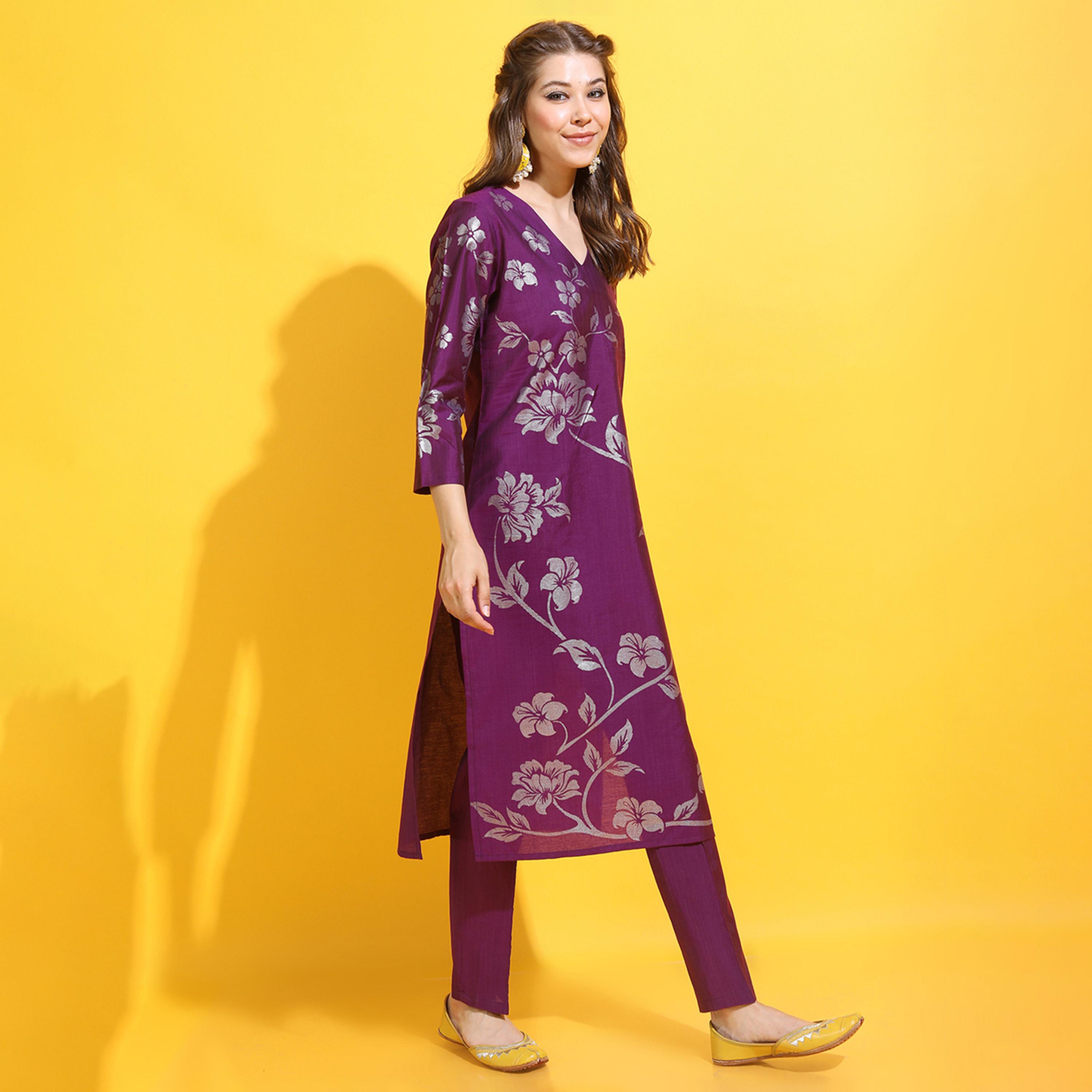 فيشود × ستايلي - كورتا نسائية مزينة بالزهور مع بنطال ووشاح-women-clothing-ethnicwear-sareesets-image-7