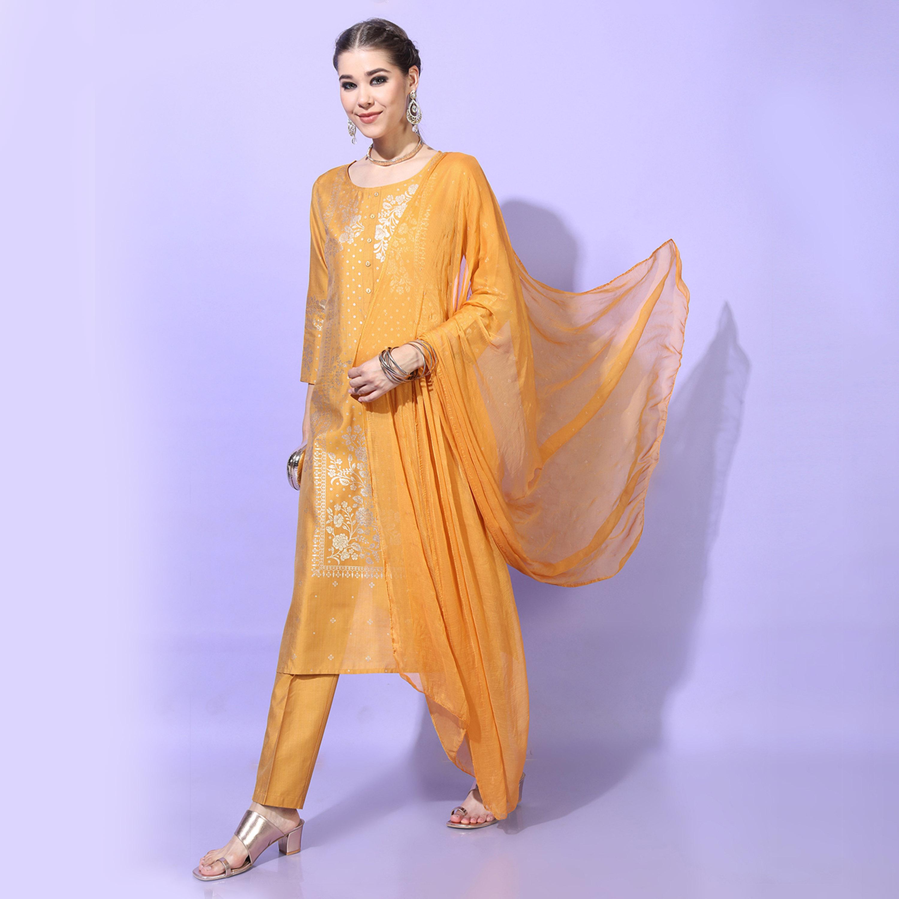 Vishudh X Styli Women Floral Kurta with Trousers & Dupatta-women-clothing-ethnicwear-sareesets-image-1