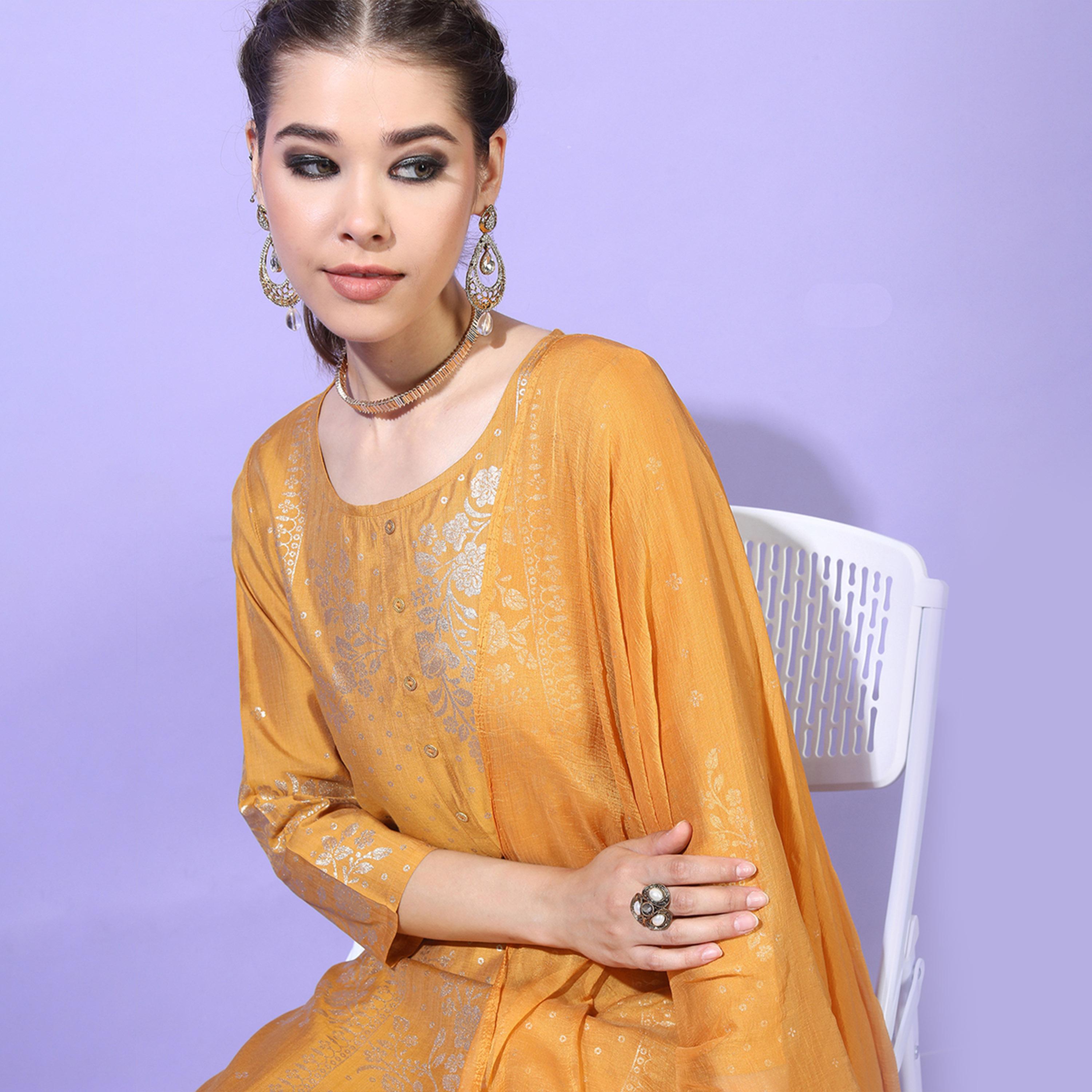 Vishudh X Styli Women Floral Kurta with Trousers & Dupatta-women-clothing-ethnicwear-sareesets-image-2